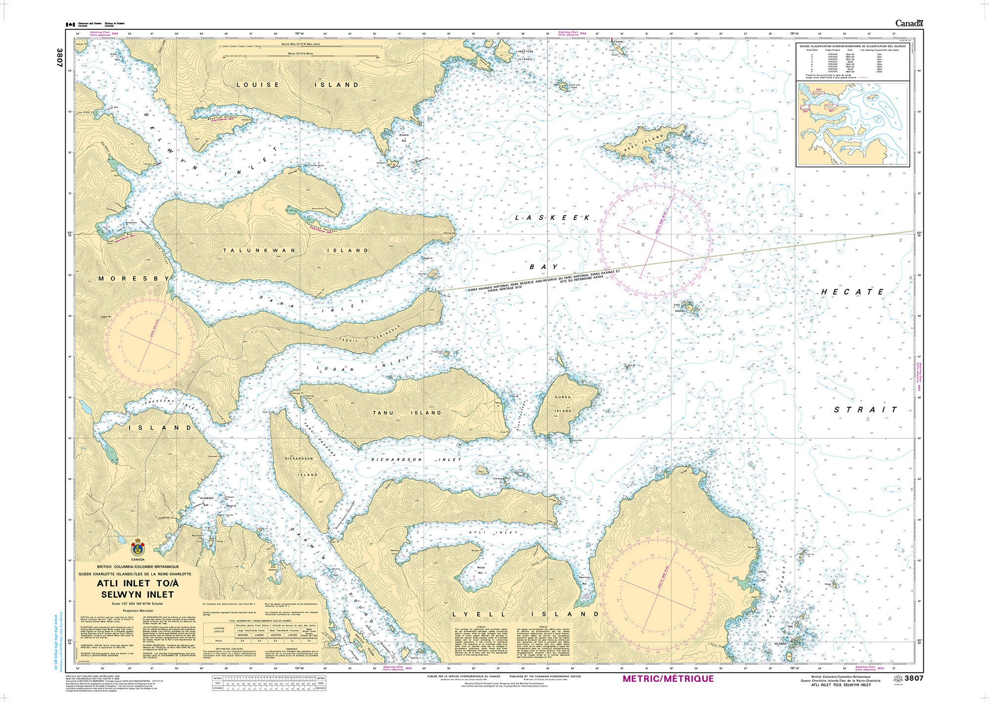 Canadian Hydrographic Service Nautical Chart CHS3807: Atli Inlet to/à Selwyn Inlet
