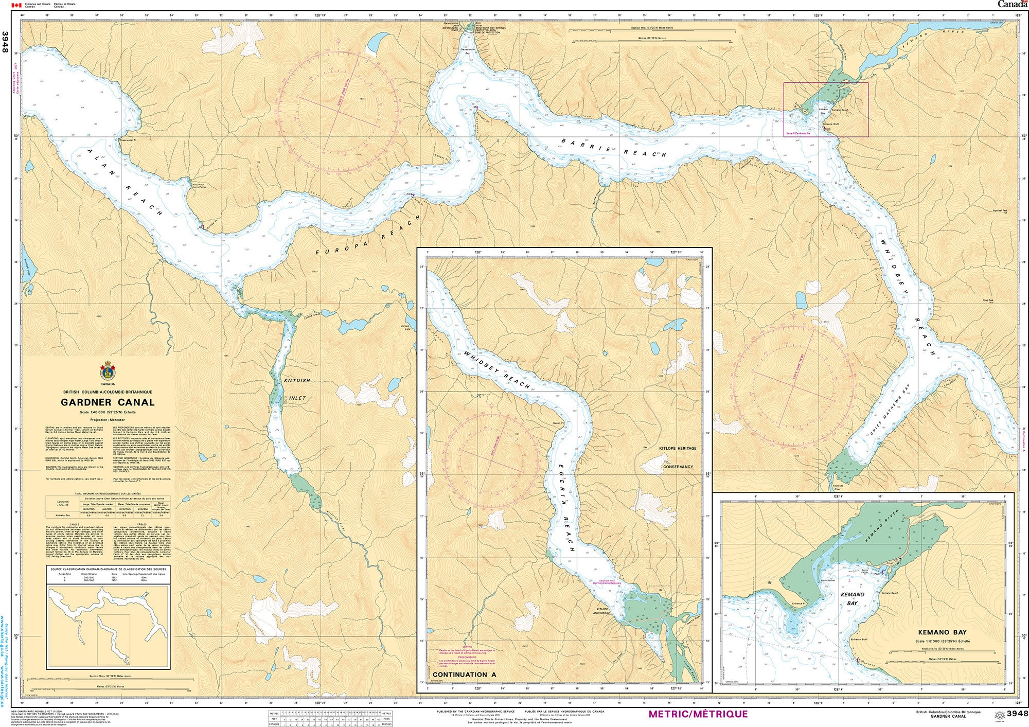 Canadian Hydrographic Service Nautical Chart CHS3948: Gardner Canal