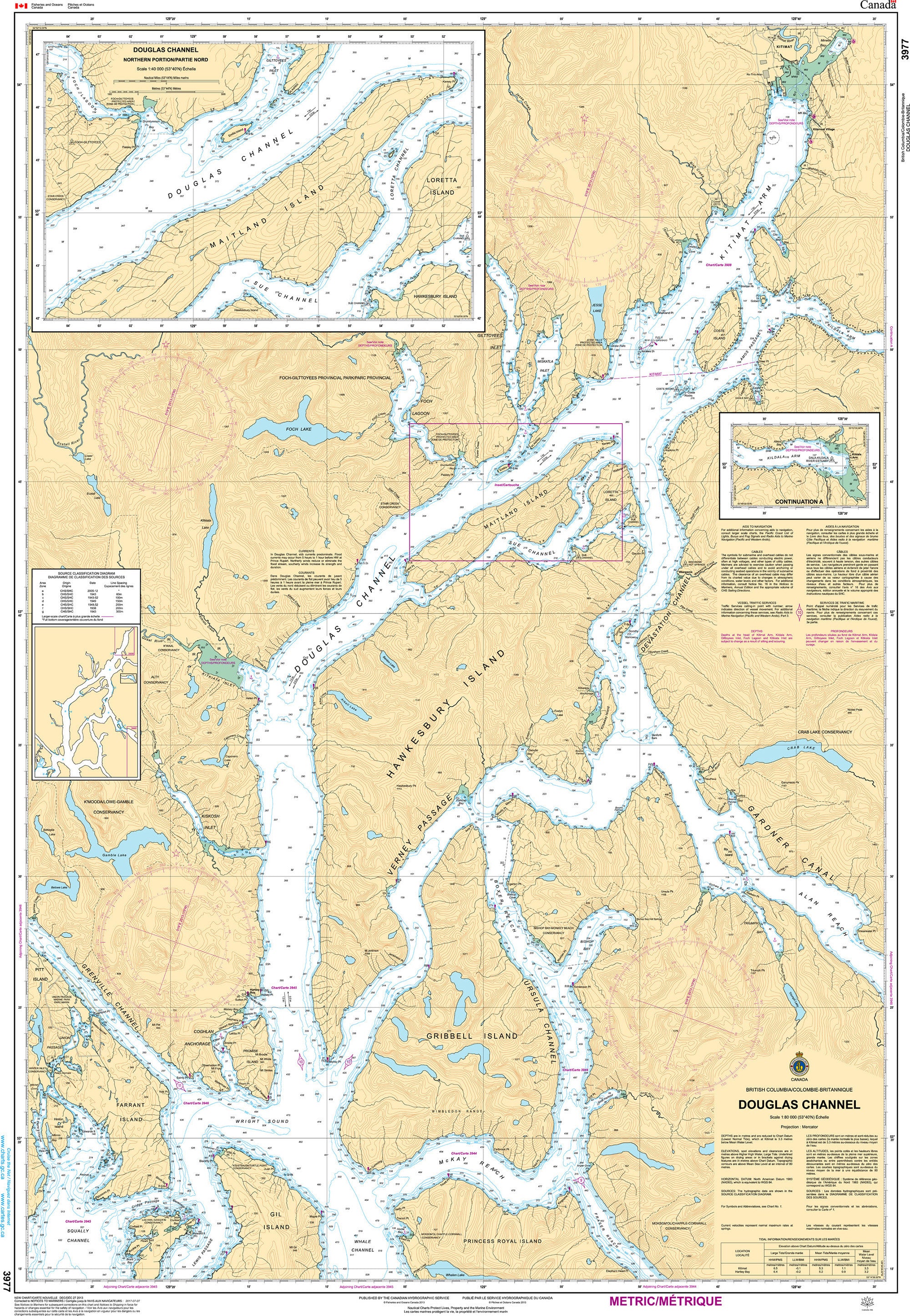 Canadian Hydrographic Service Nautical Chart CHS3977: Douglas Channel