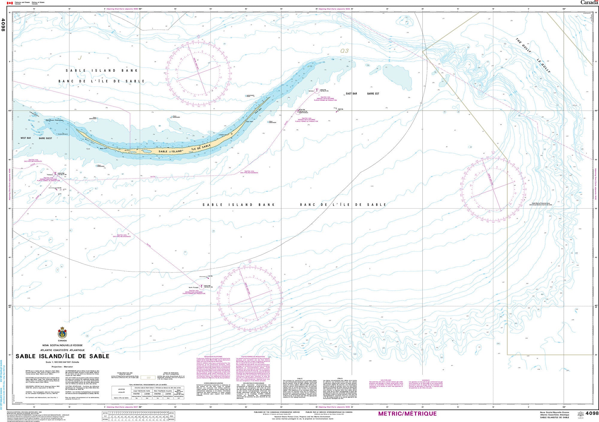 Canadian Hydrographic Service Nautical Chart CHS4098: Sable Island/Île de Sable