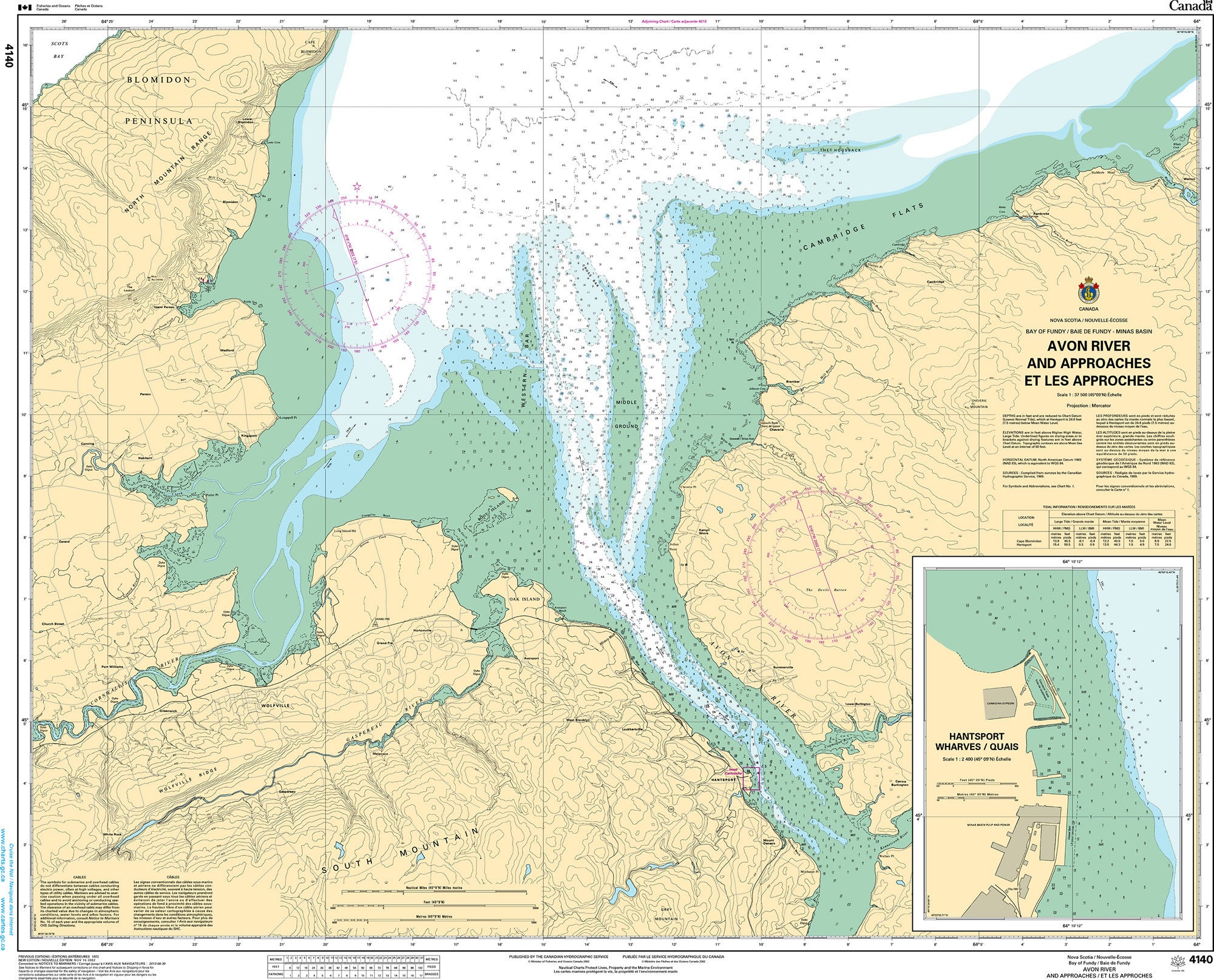 Canadian Hydrographic Service Nautical Chart CHS4140: Avon River and Approaches/et les approches