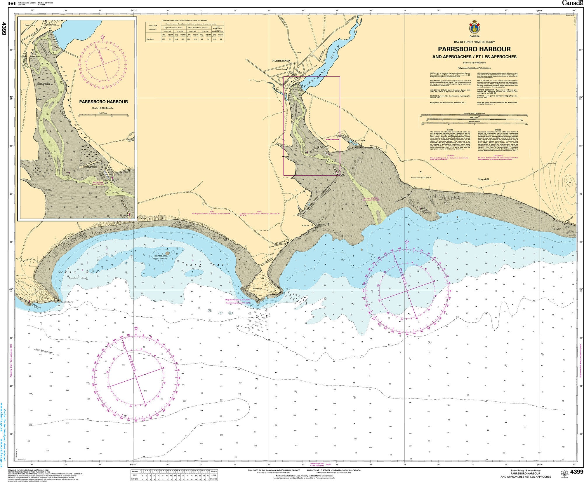 Canadian Hydrographic Service Nautical Chart CHS4399: Parrsboro Harbour and Approaches/et les approches