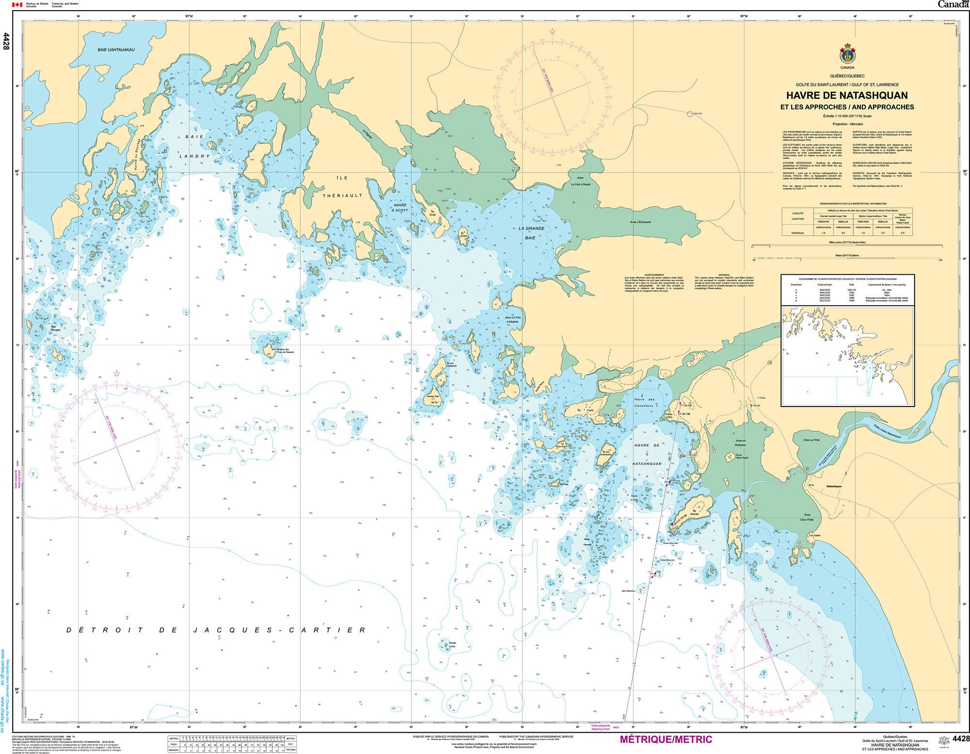 Canadian Hydrographic Service Nautical Chart CHS4428: Havre de Natashquan et les approches/and Approaches