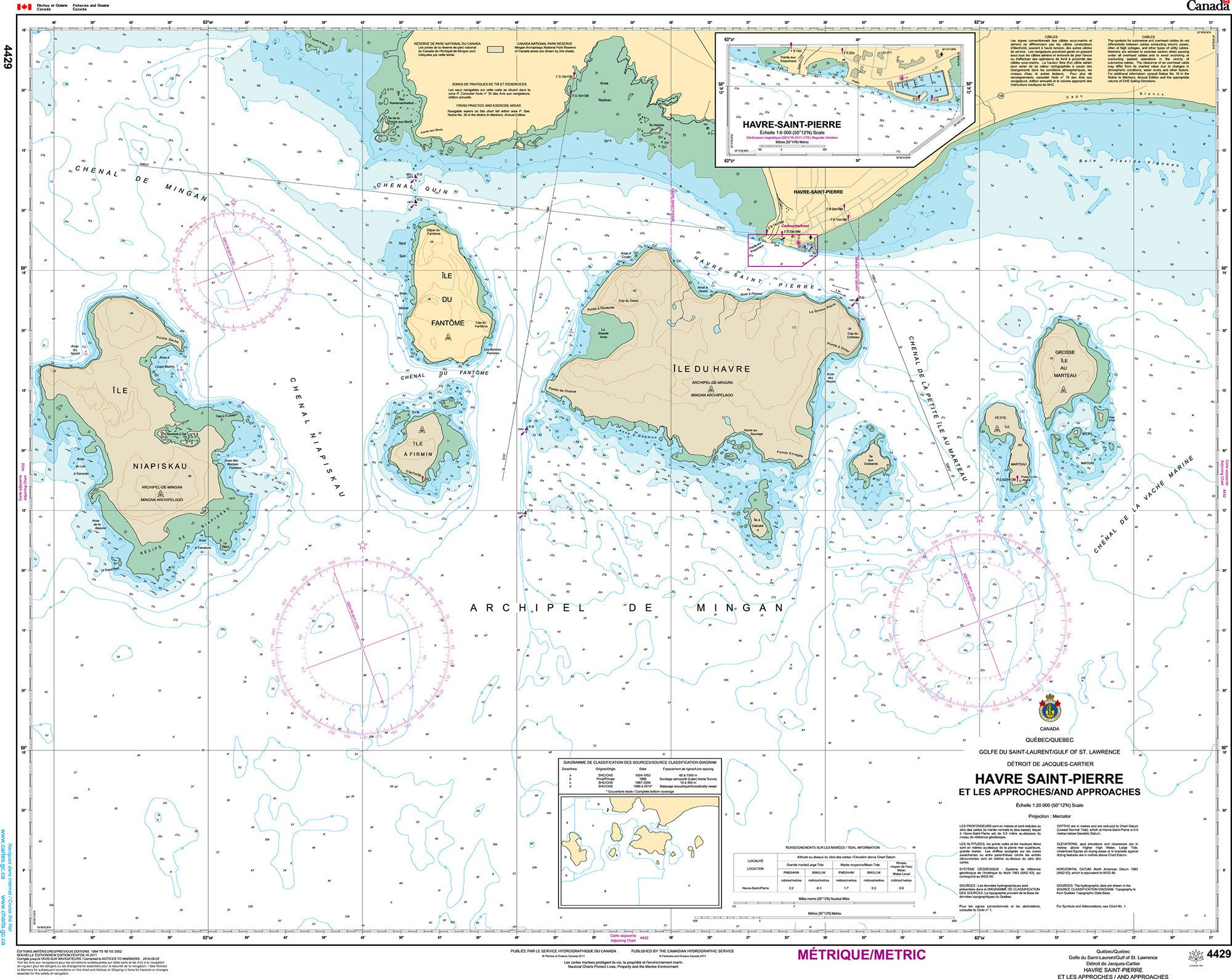 Canadian Hydrographic Service Nautical Chart CHS4429: Havre Saint-Pierre et les approches/and Approaches