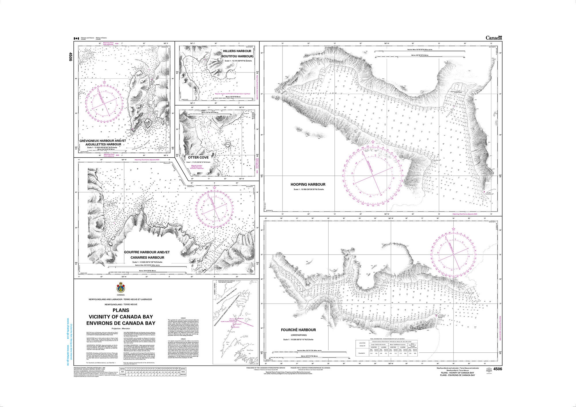 Canadian Hydrographic Service Nautical Chart CHS4506: Plans - Vicinity of Canada Bay/Environs de Canada Bay