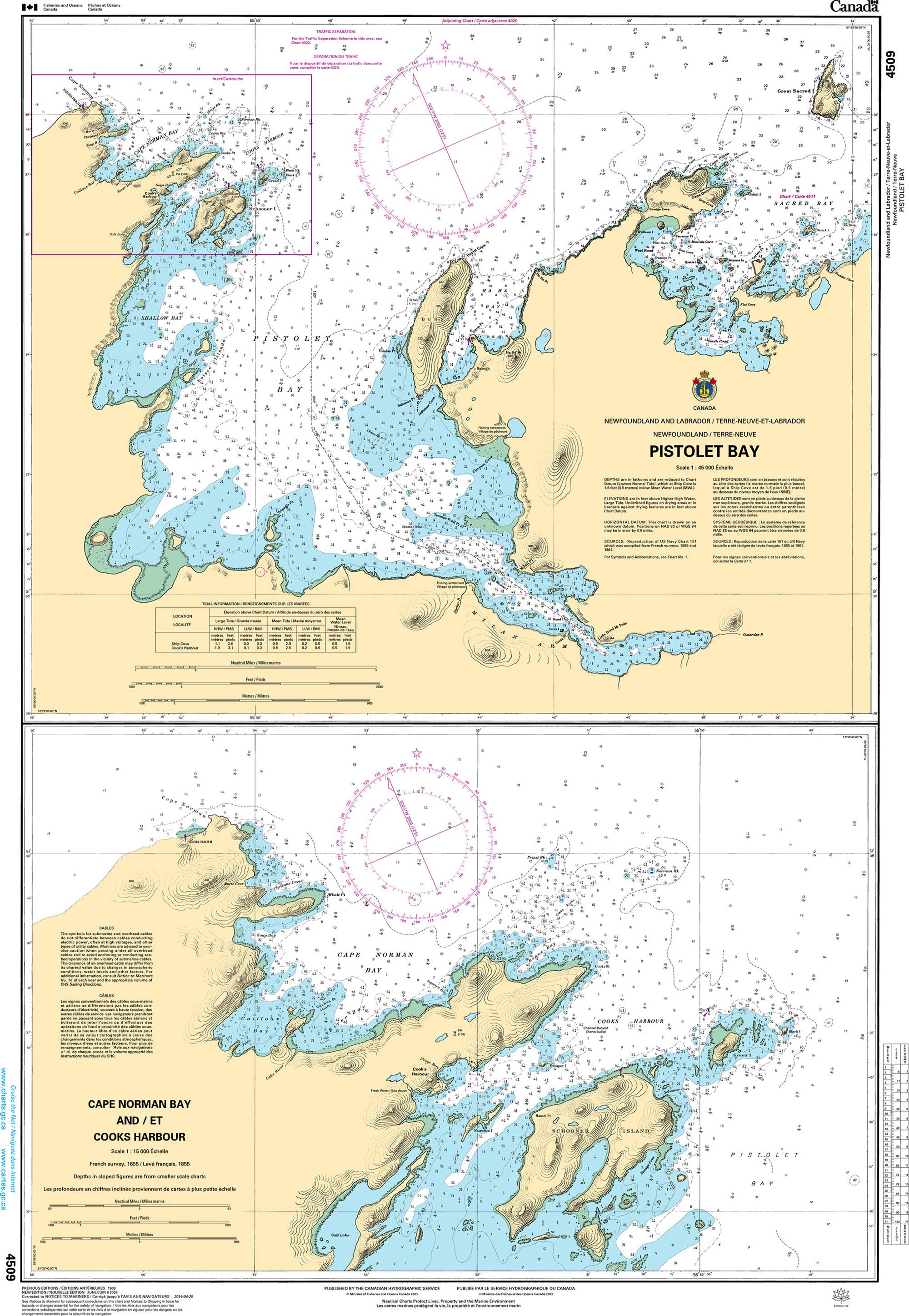 Canadian Hydrographic Service Nautical Chart CHS4509: Pistolet Bay