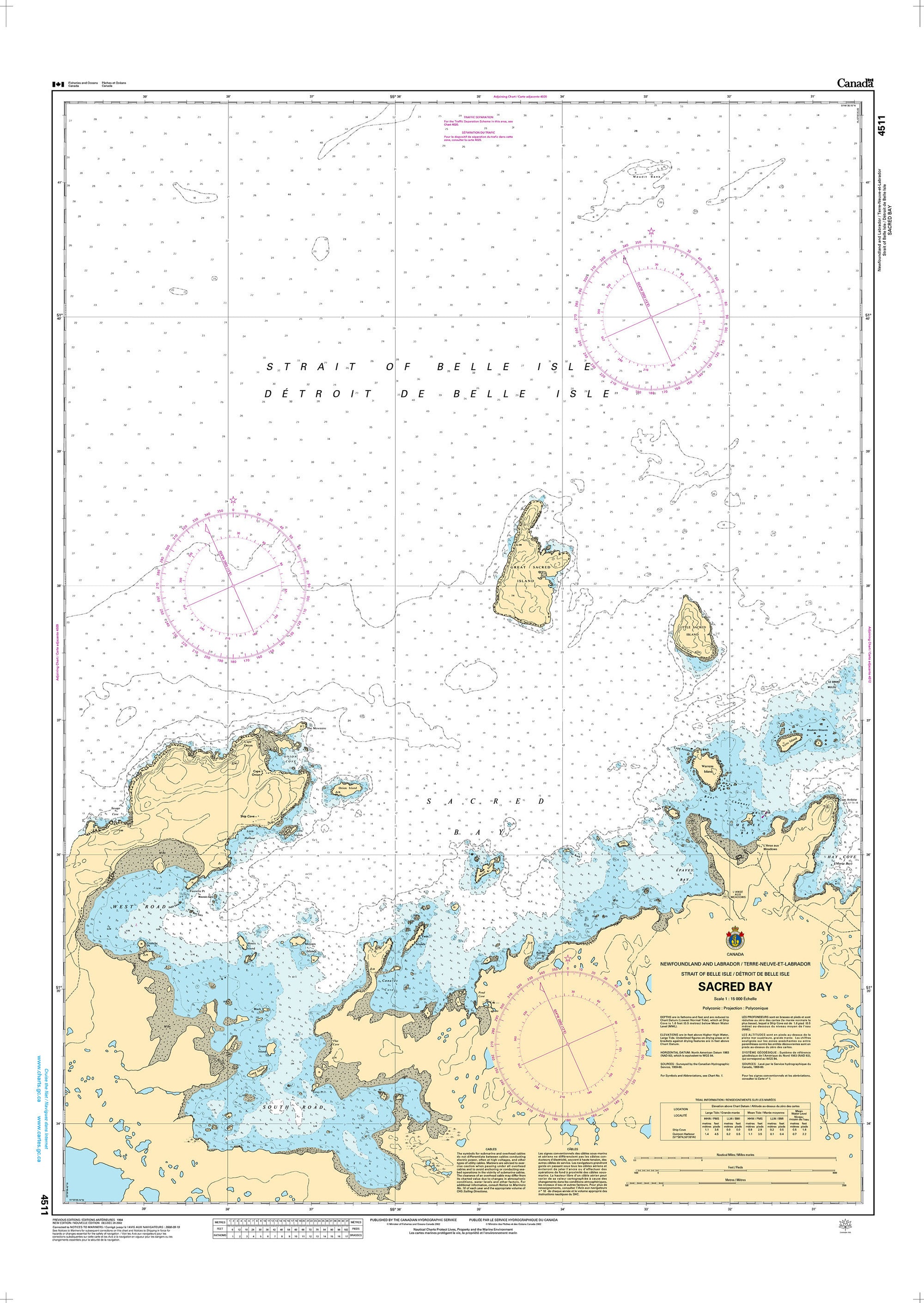 Canadian Hydrographic Service Nautical Chart CHS4511: Sacred Bay