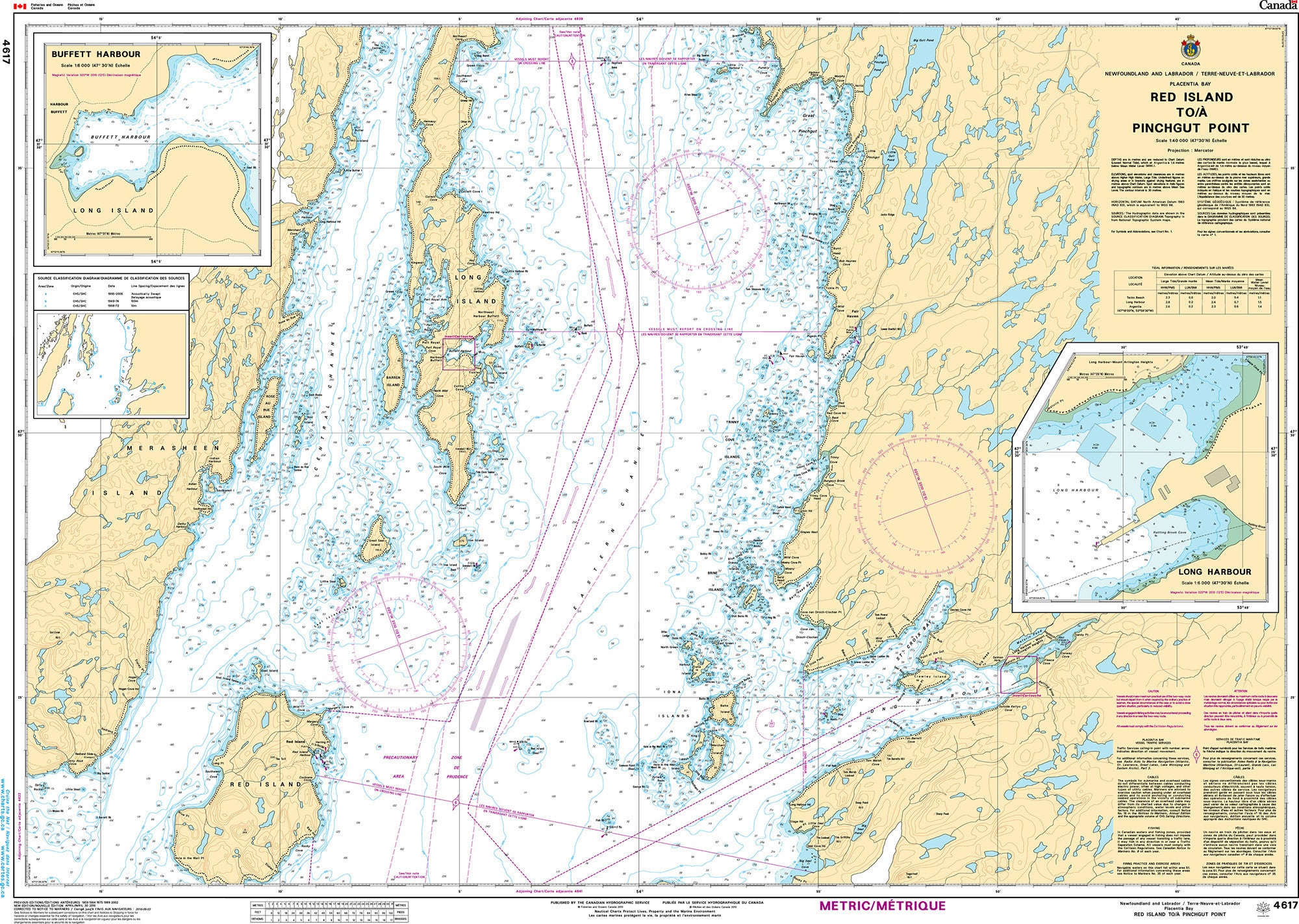 Canadian Hydrographic Service Nautical Chart CHS4617: Red Island to/à Pinchgut Point