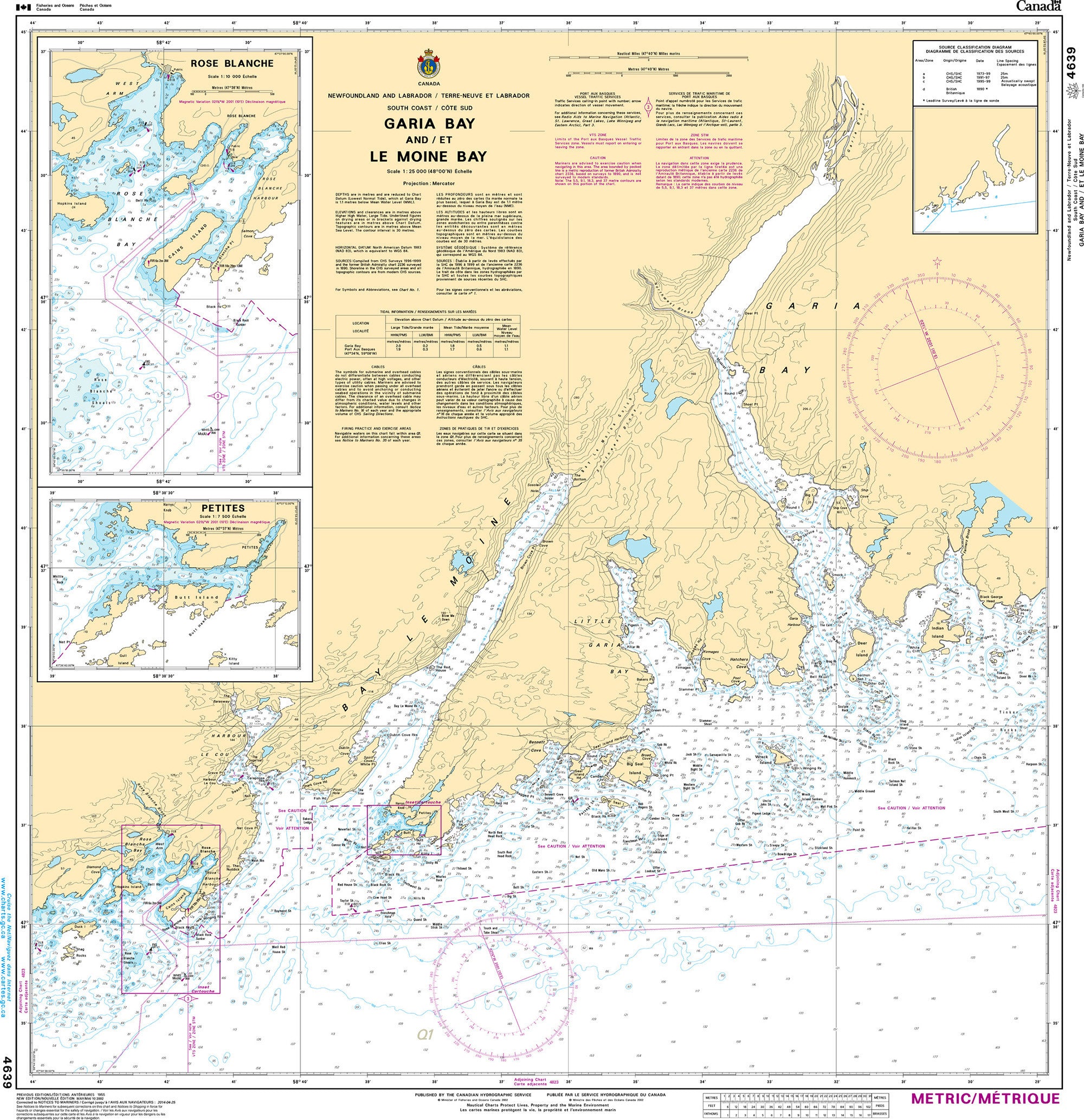 Canadian Hydrographic Service Nautical Chart CHS4639: Garia Bay and/et Le Moine Bay