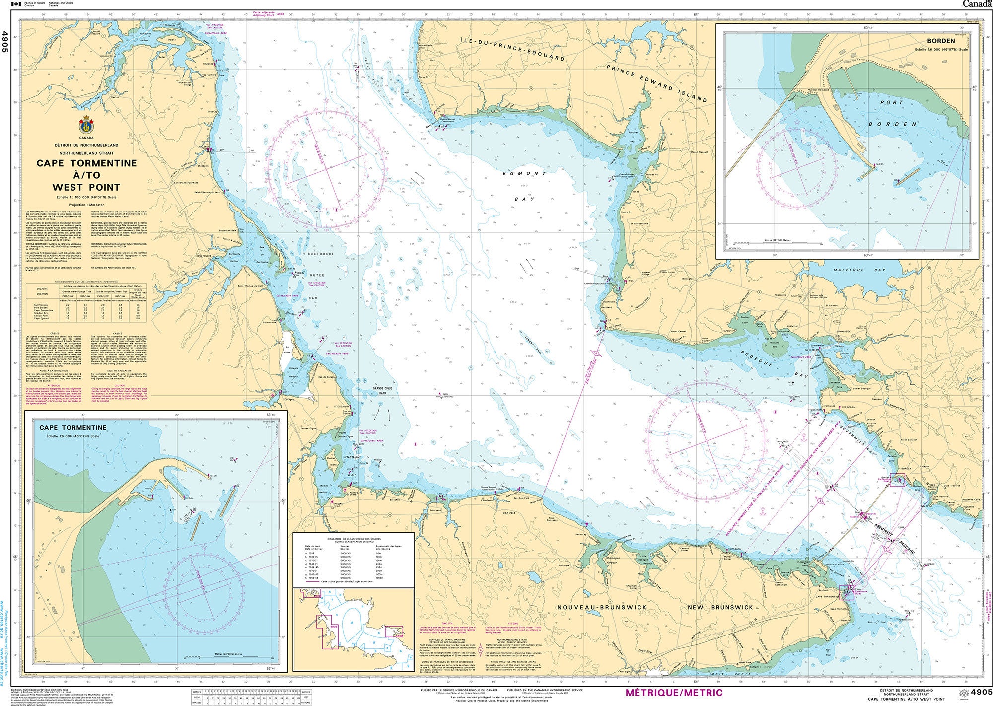 Canadian Hydrographic Service Nautical Chart CHS4905: Cape Tormentine à/to West Point