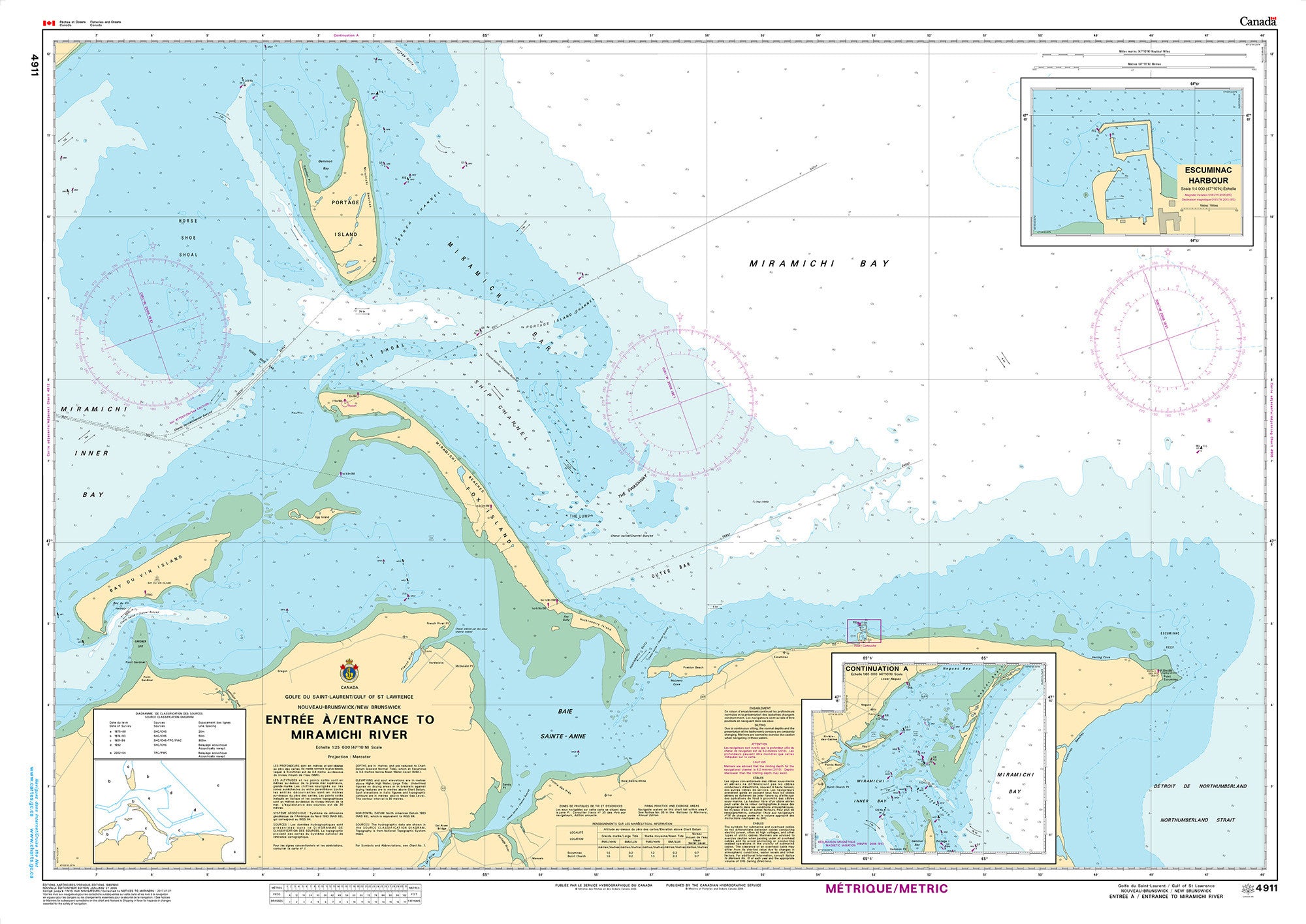 Canadian Hydrographic Service Nautical Chart CHS4911: Entrée à/Entrance to Miramichi River