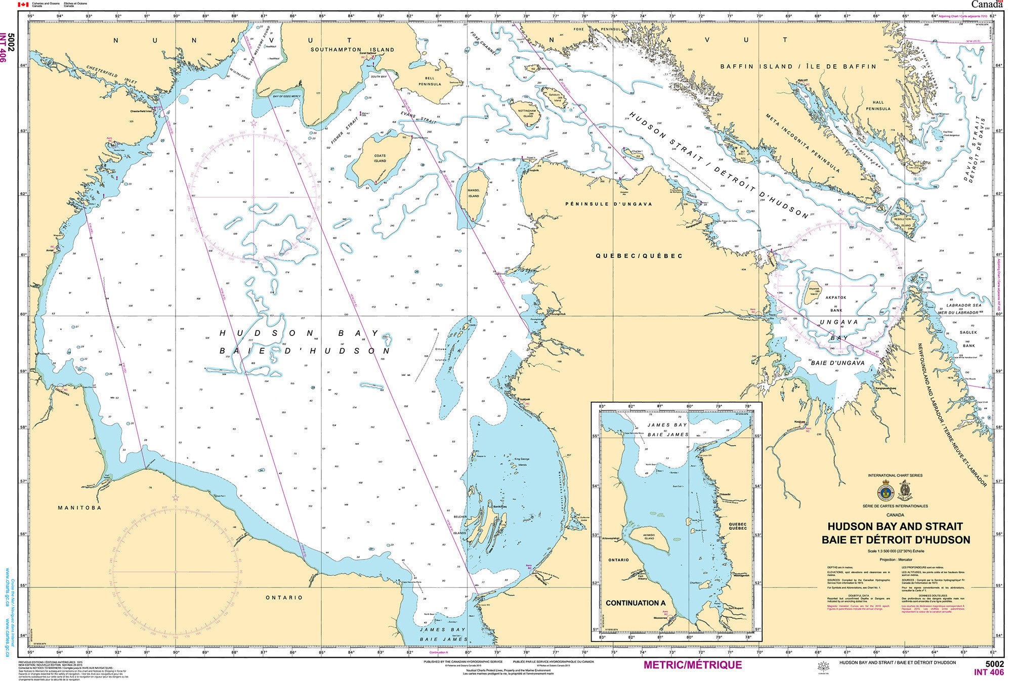 Canadian Hydrographic Service Nautical Chart CHS5002: Hudson Strait and Bay