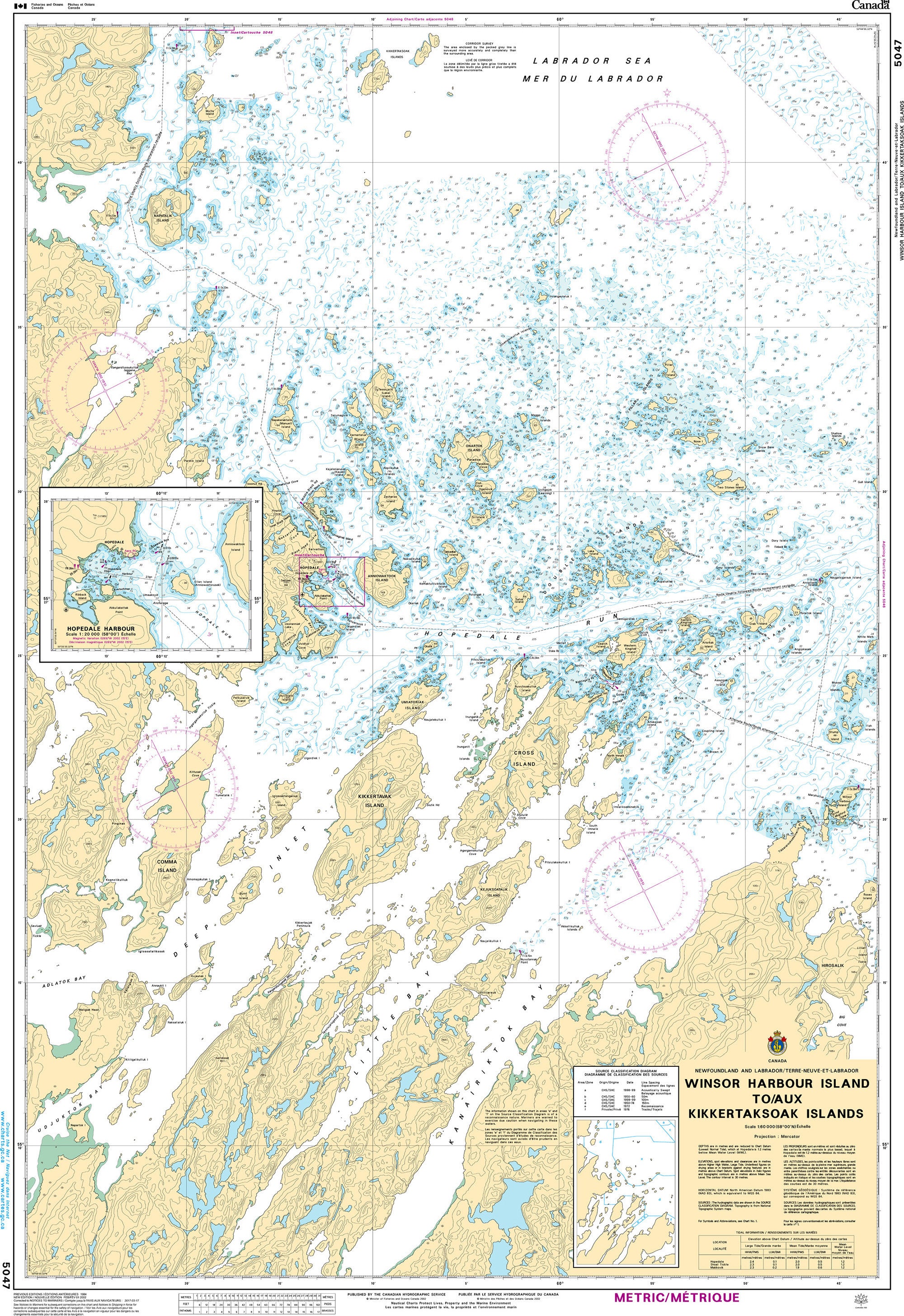 Canadian Hydrographic Service Nautical Chart CHS5047: Winsor Harbour Island to/aux Kikkertaksoak Islands