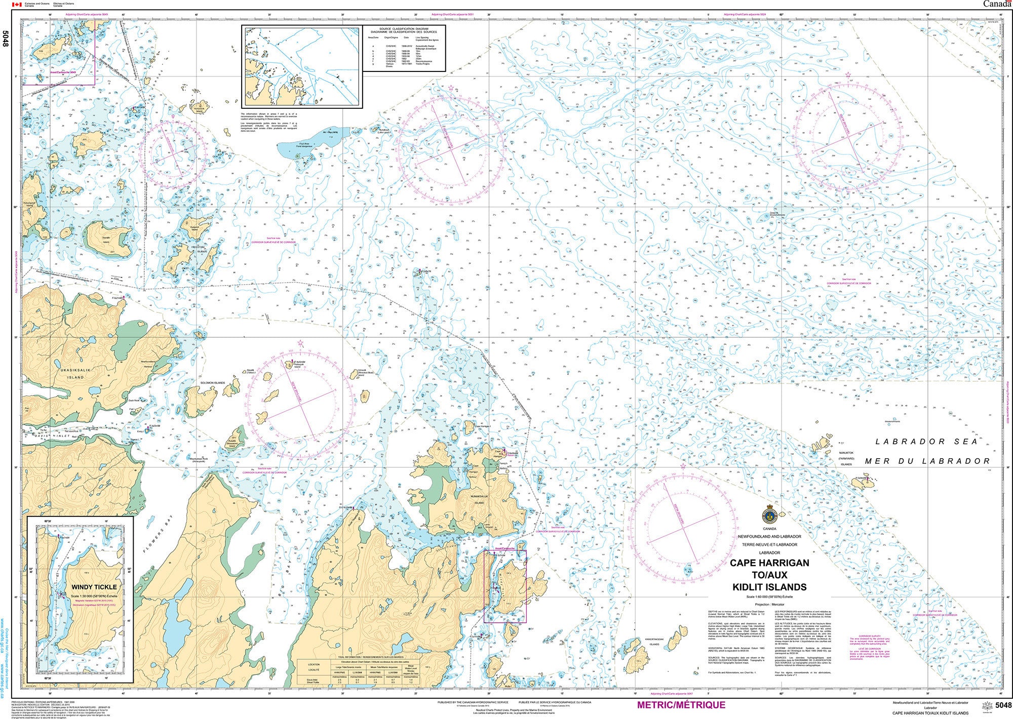 Canadian Hydrographic Service Nautical Chart CHS5048: Cape Harrigan to/aux Kitlit Islands
