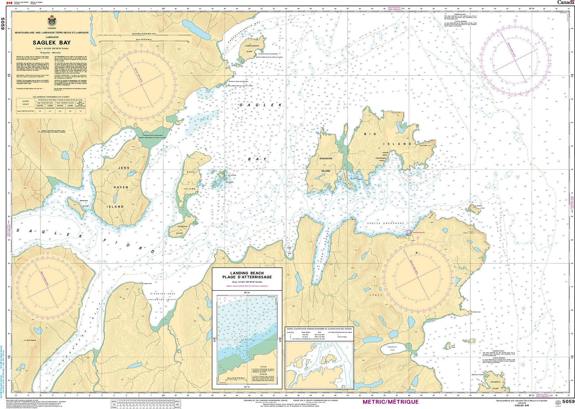 Canadian Hydrographic Service Nautical Chart CHS5059: Saglek Bay