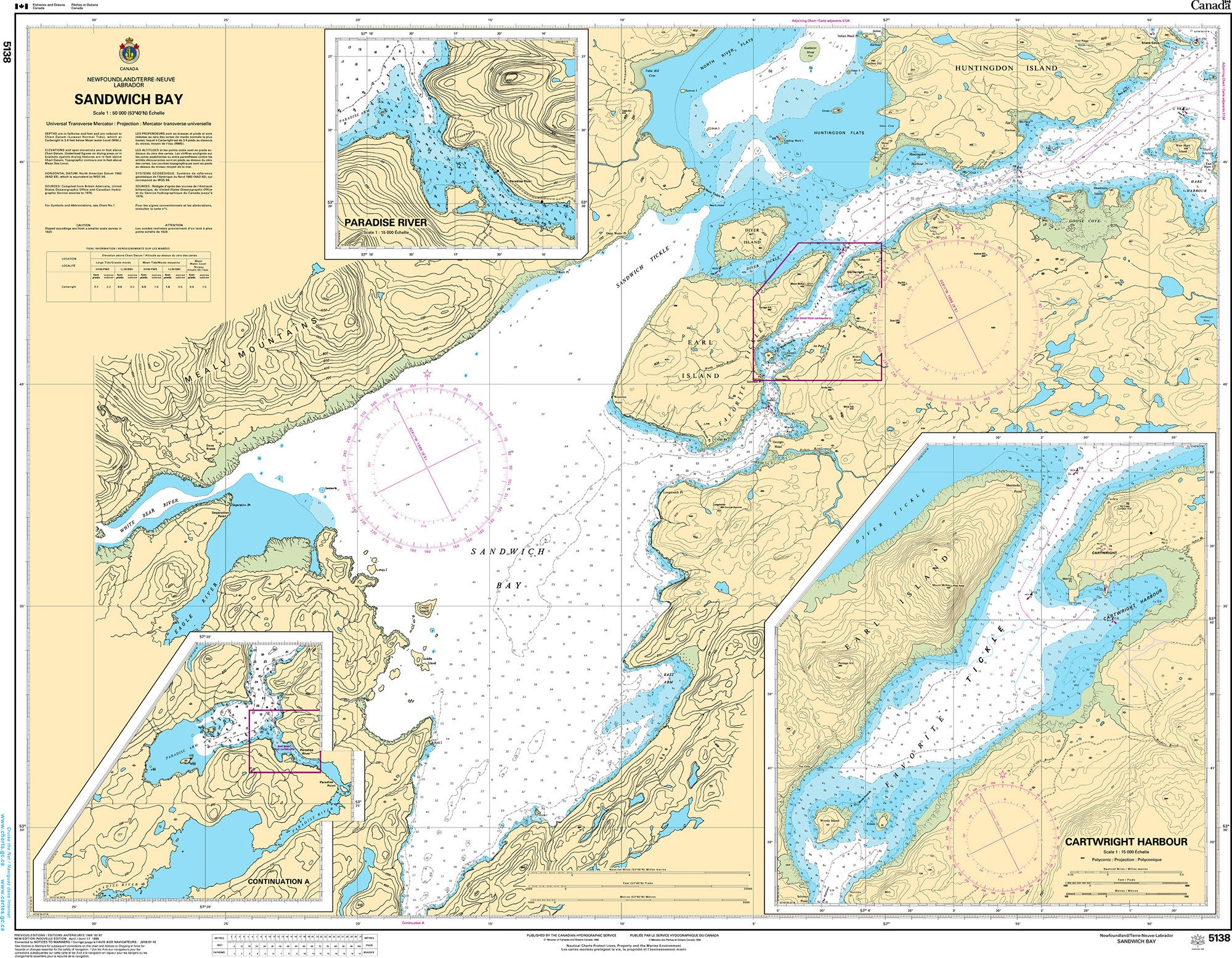 Canadian Hydrographic Service Nautical Chart CHS5138: Sandwich Bay
