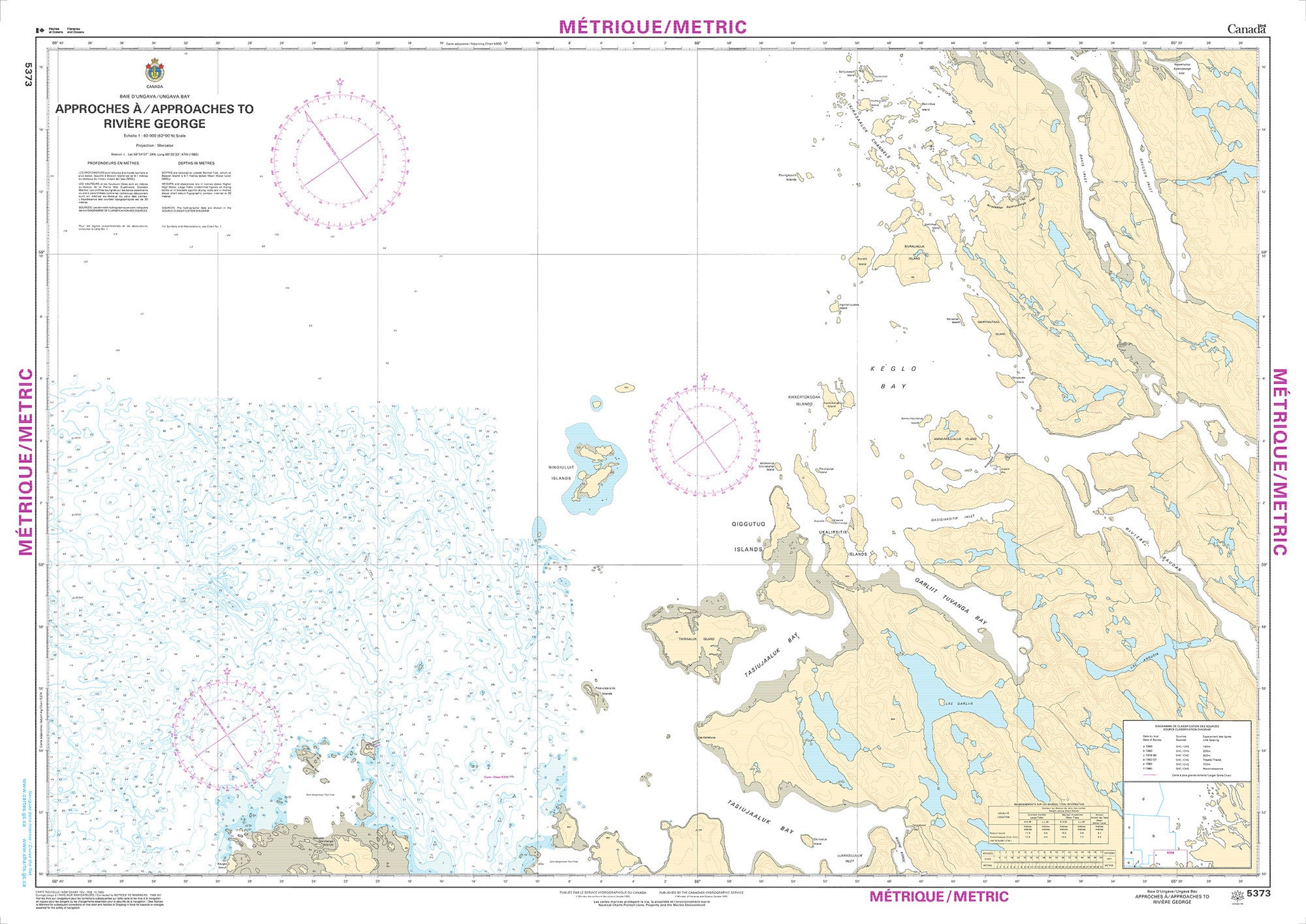 Canadian Hydrographic Service Nautical Chart CHS5373: Approches à/Approaches to Rivière George