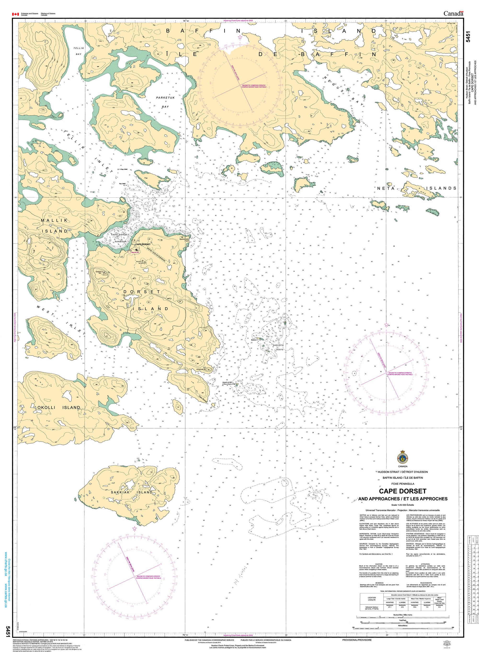 Canadian Hydrographic Service Nautical Chart CHS5451: Cape Dorset and Approaches