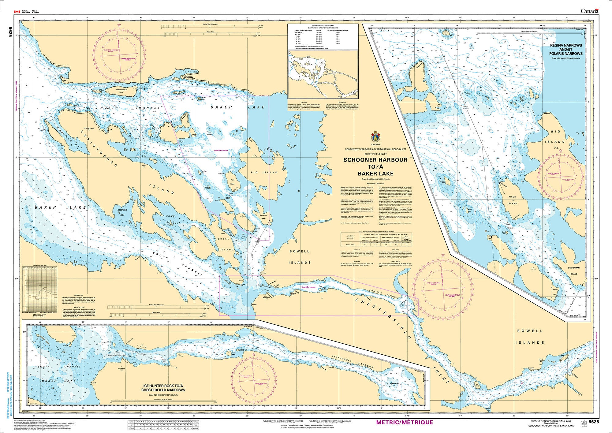 Canadian Hydrographic Service Nautical Chart CHS5625: Schooner Harbour to/à Baker Lake
