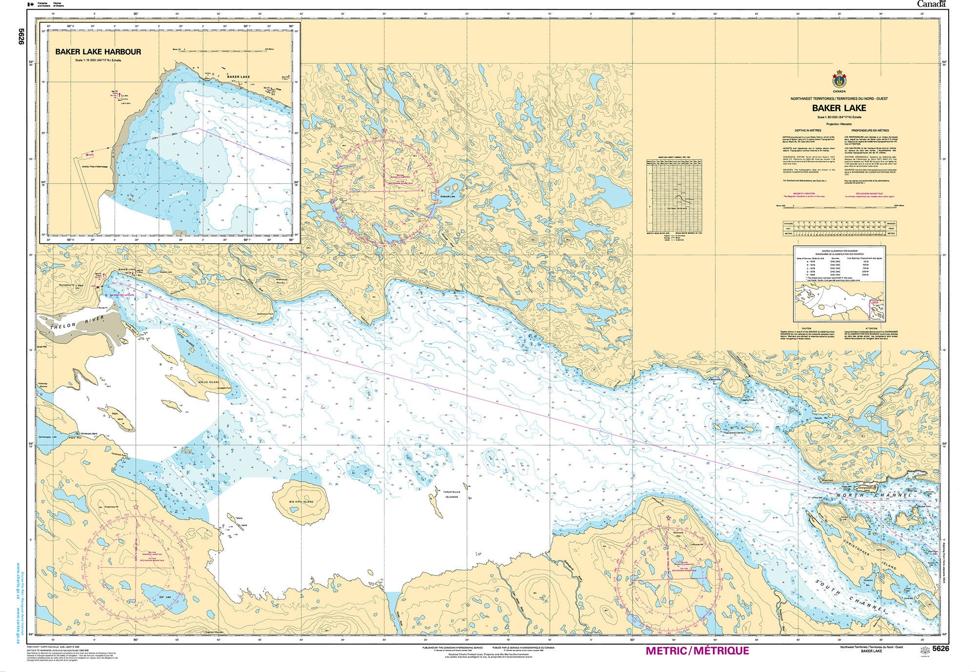 Canadian Hydrographic Service Nautical Chart CHS5626: Baker Lake