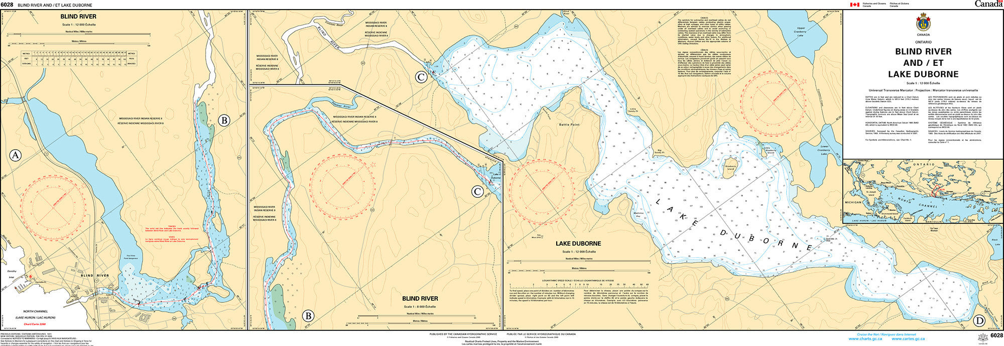 Canadian Hydrographic Service Nautical Chart CHS6028: Blind River and/et Lake Duborne