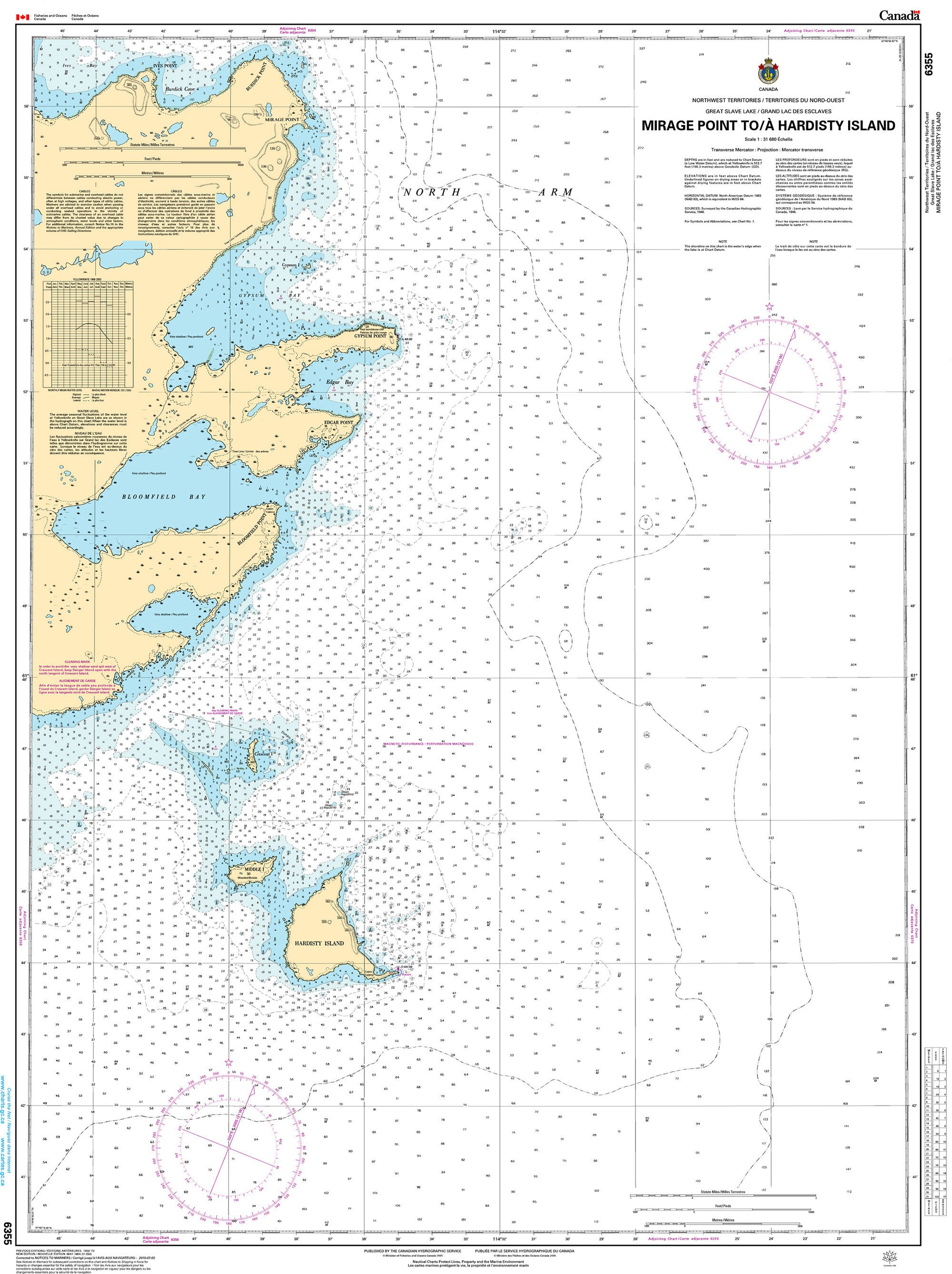 Canadian Hydrographic Service Nautical Chart CHS6355: Mirage Point to/à Hardisty Island