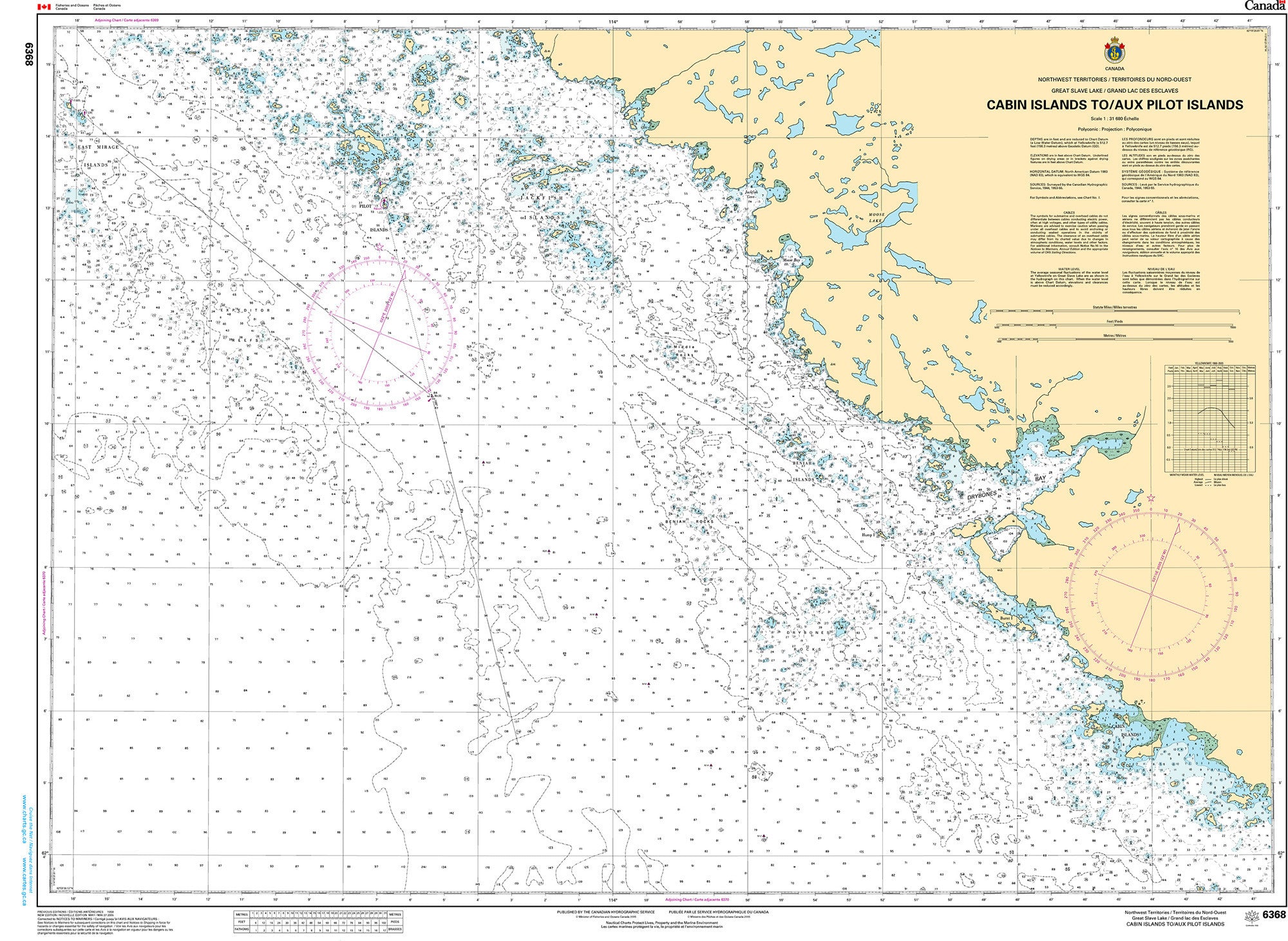 Canadian Hydrographic Service Nautical Chart CHS6368: Cabin Islands to/aux Pilot Islands