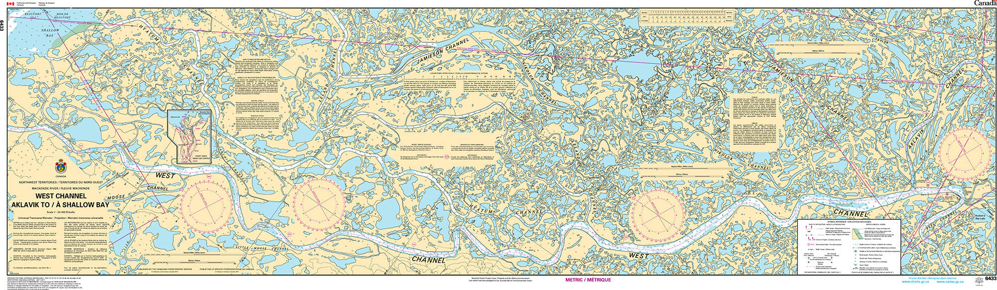 Canadian Hydrographic Service Nautical Chart CHS6433: West Channel, Aklavik to/à Shallow Bay