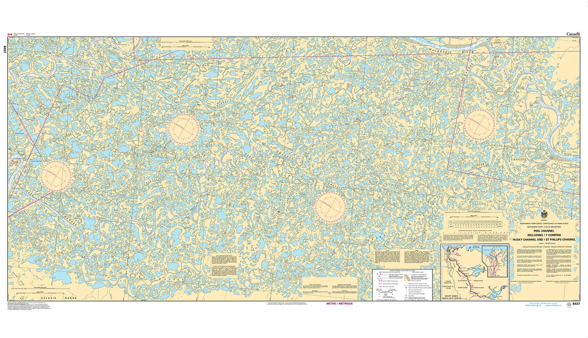 Canadian Hydrographic Service Nautical Chart CHS6437: Peel Channel including/y compris Husky Channel and /et Phillips Channel