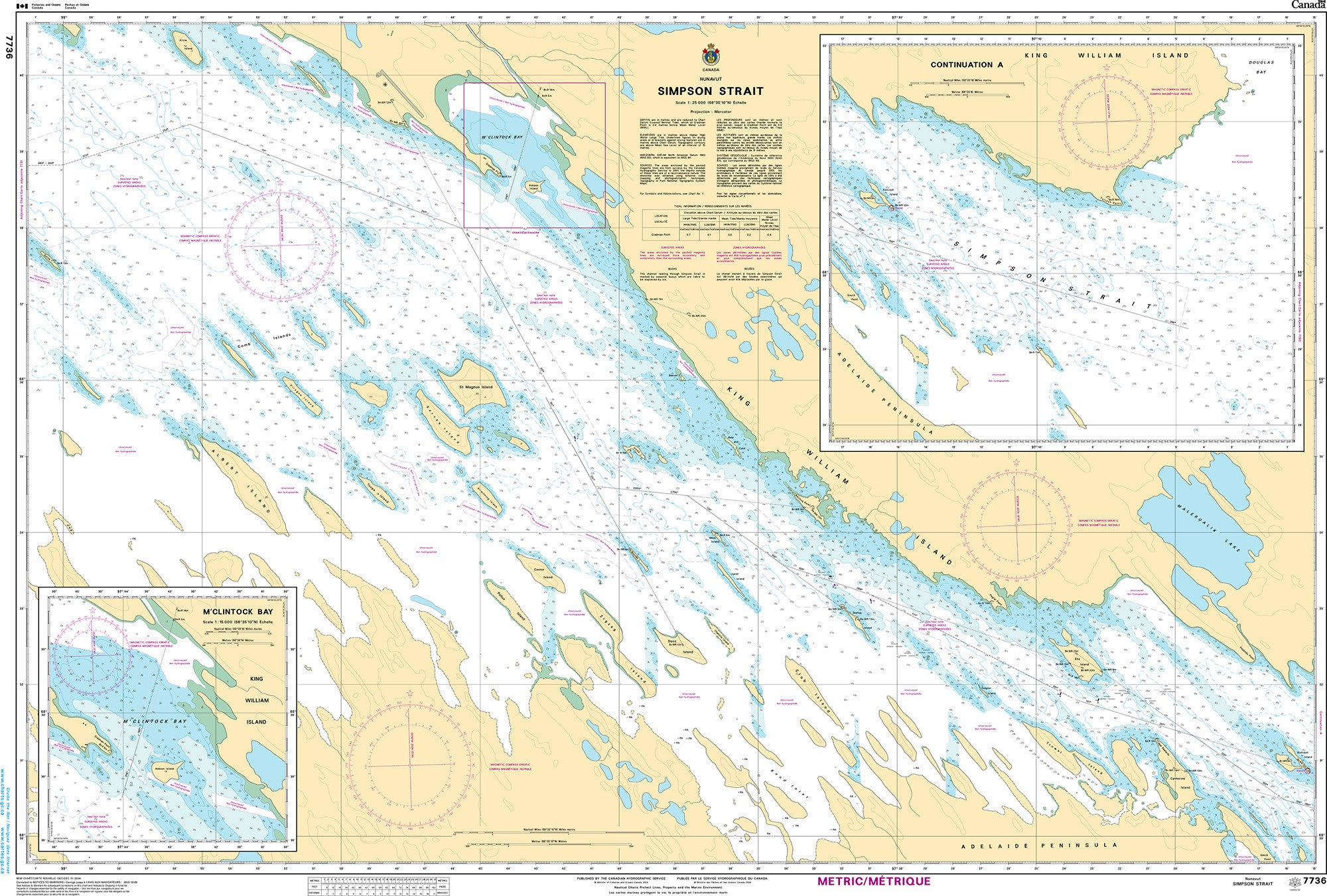 Canadian Hydrographic Service Nautical Chart CHS7736: Simpson Strait