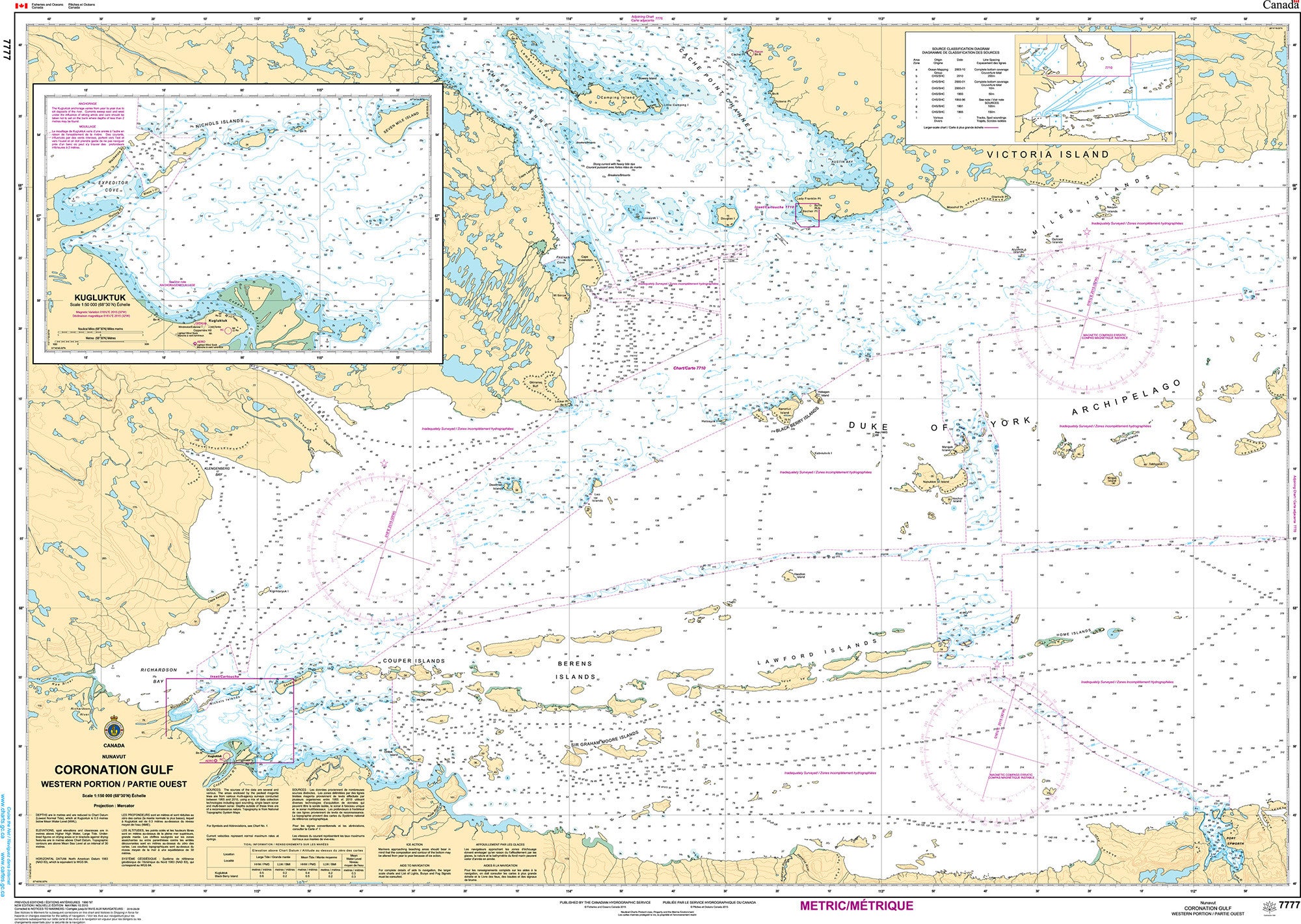 Canadian Hydrographic Service Nautical Chart CHS7777: Coronation Gulf Western Portion/Partie Ouest