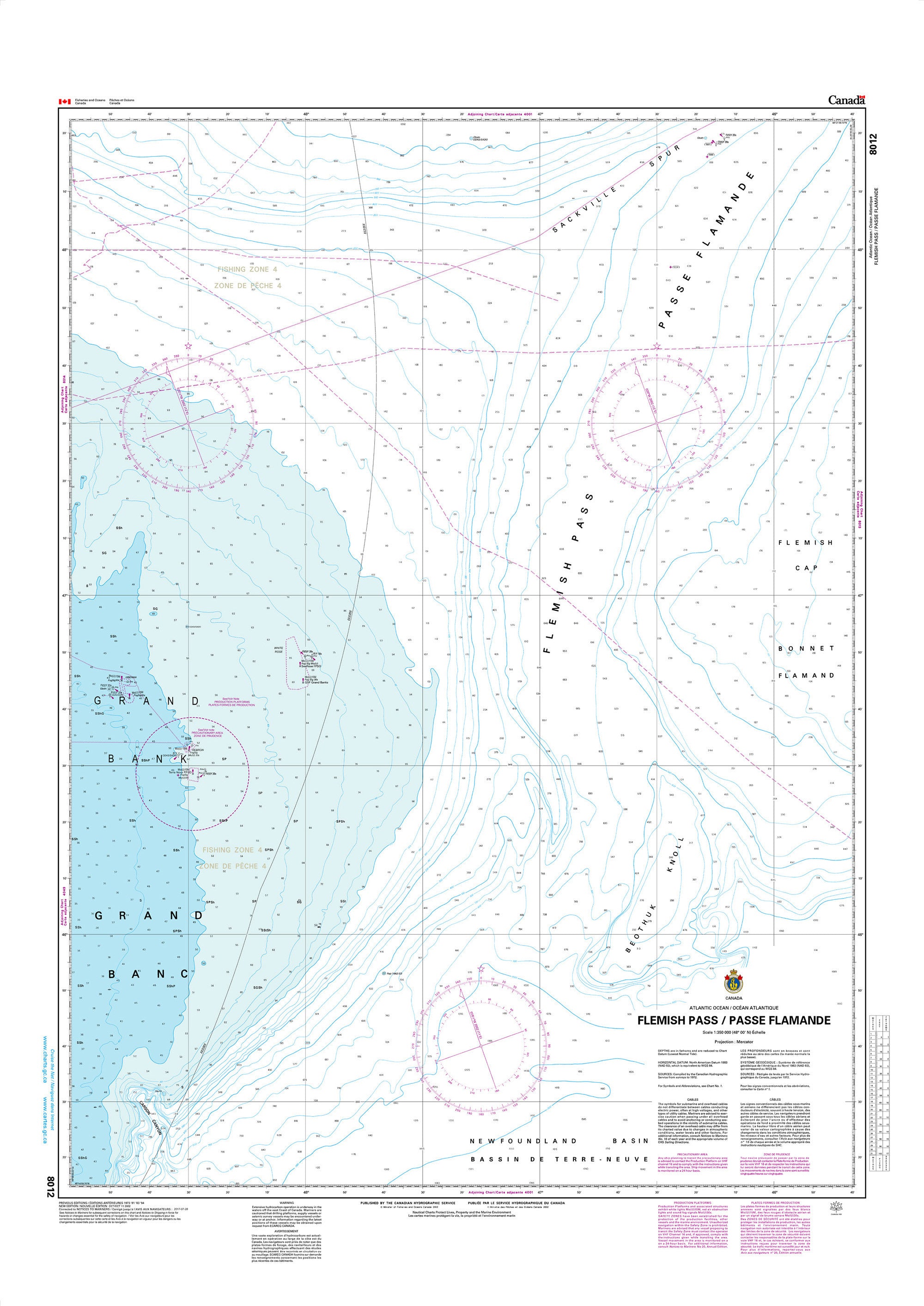 Canadian Hydrographic Service Nautical Chart CHS8012: Flemish Pass/Passe Flamande