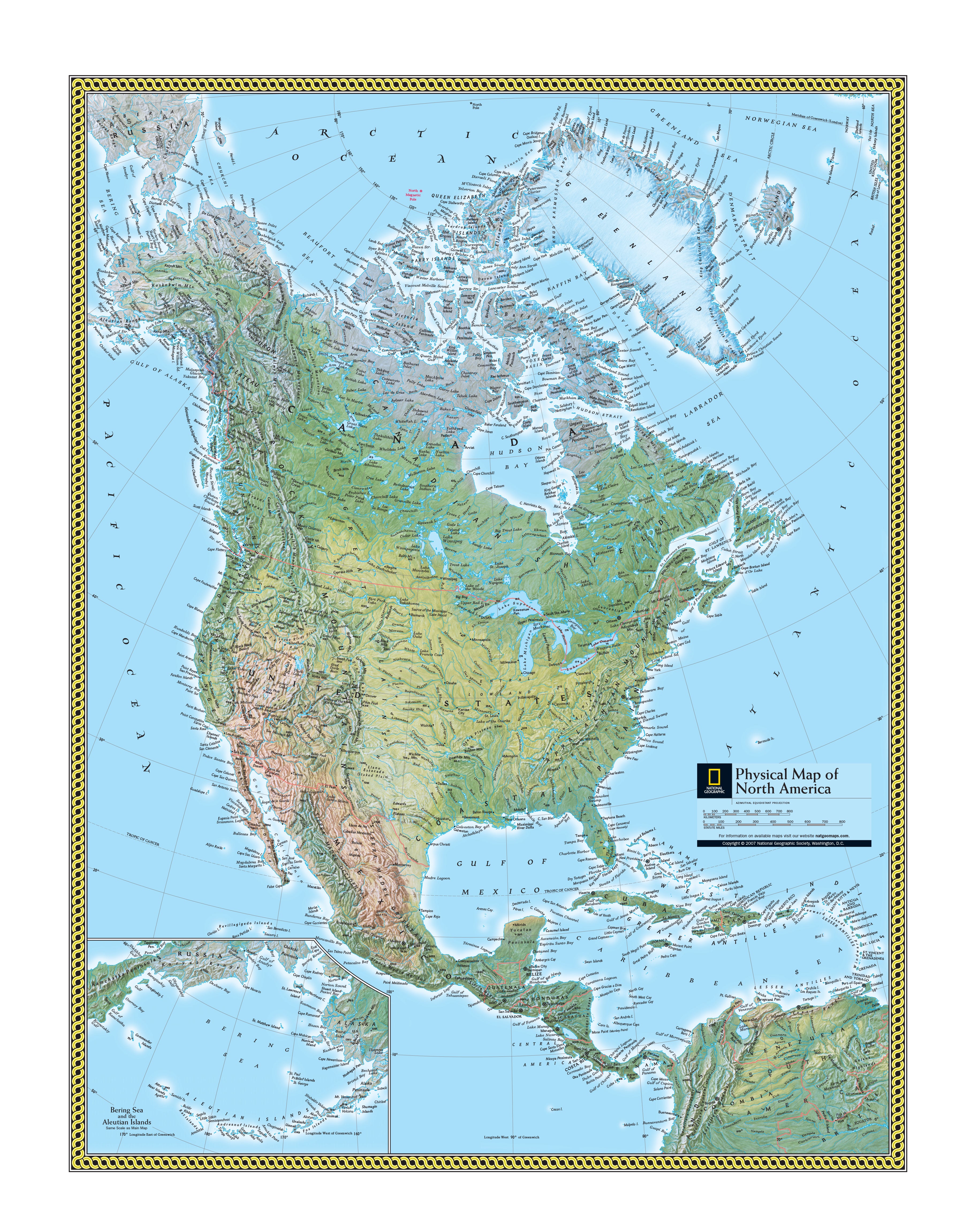 North America a part of National Geographic Physical 7 Continent Maps Classroom Pull Down Educational 7 Map Bundle