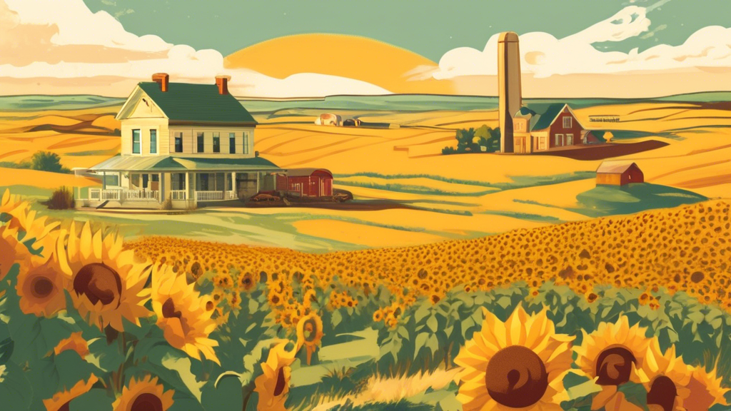 Here is a DALL-E prompt for an image related to the article title Explore Kansas: A Comprehensive Guide to the Sunflower State's Map:

A highly detailed illustrated map of the state of Kansas featurin