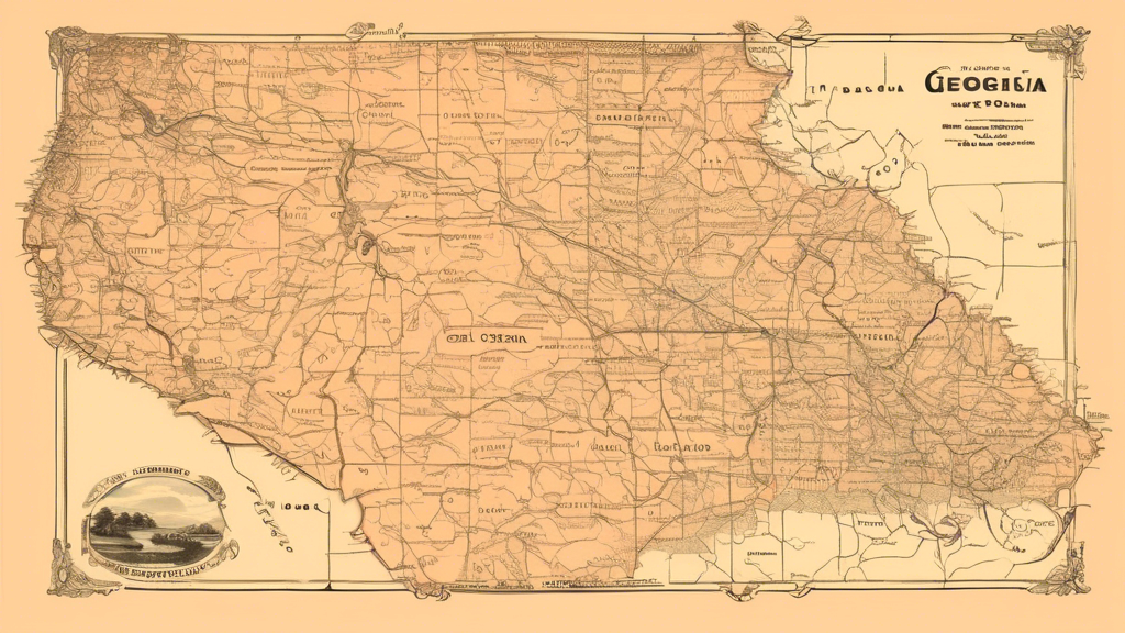 Here is a potential DALL-E prompt for an image related to the article title Exploring the Peach State: A Comprehensive Map of Georgia:

A highly detailed vintage-style map of the U.S. state of Georgia