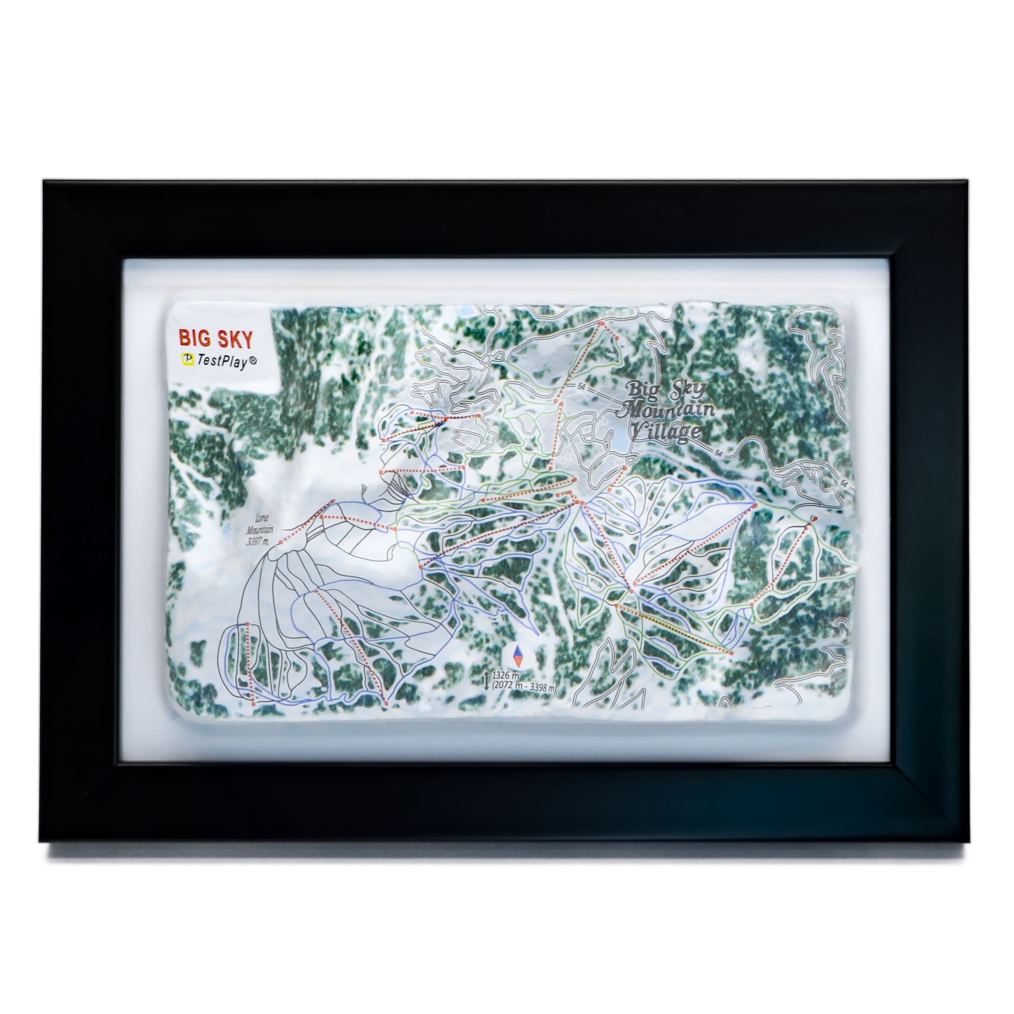 TestPlayNA 3D ski resort map of Big Sky showing vast terrain and lifts
