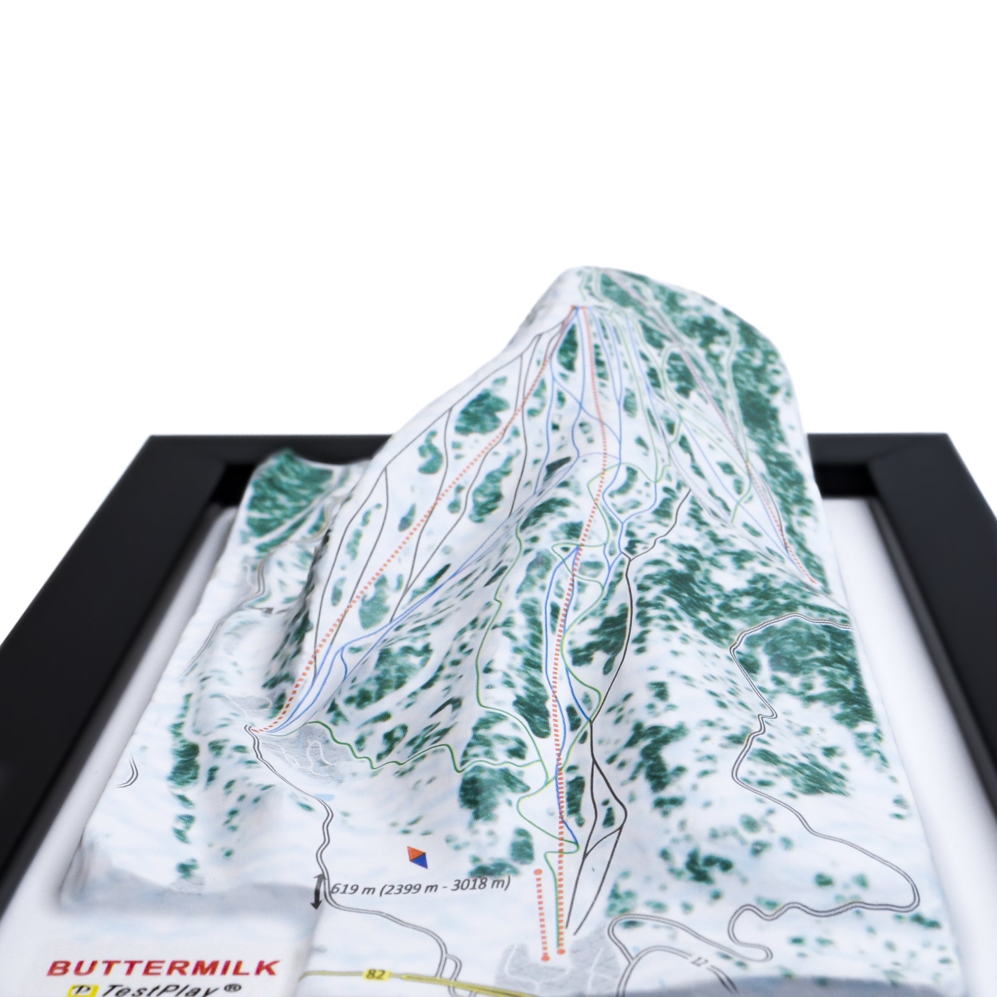 TestPlayNA 3D ski resort map of Buttermilk, Aspen showing beginner-friendly terrain and lifts