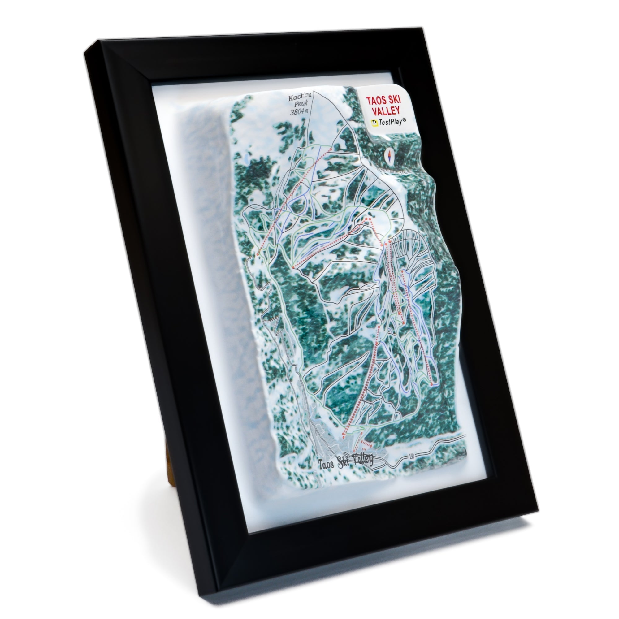 TestPlayNA 3D ski resort map of Taos Ski Valley showing terrain, runs, and lifts