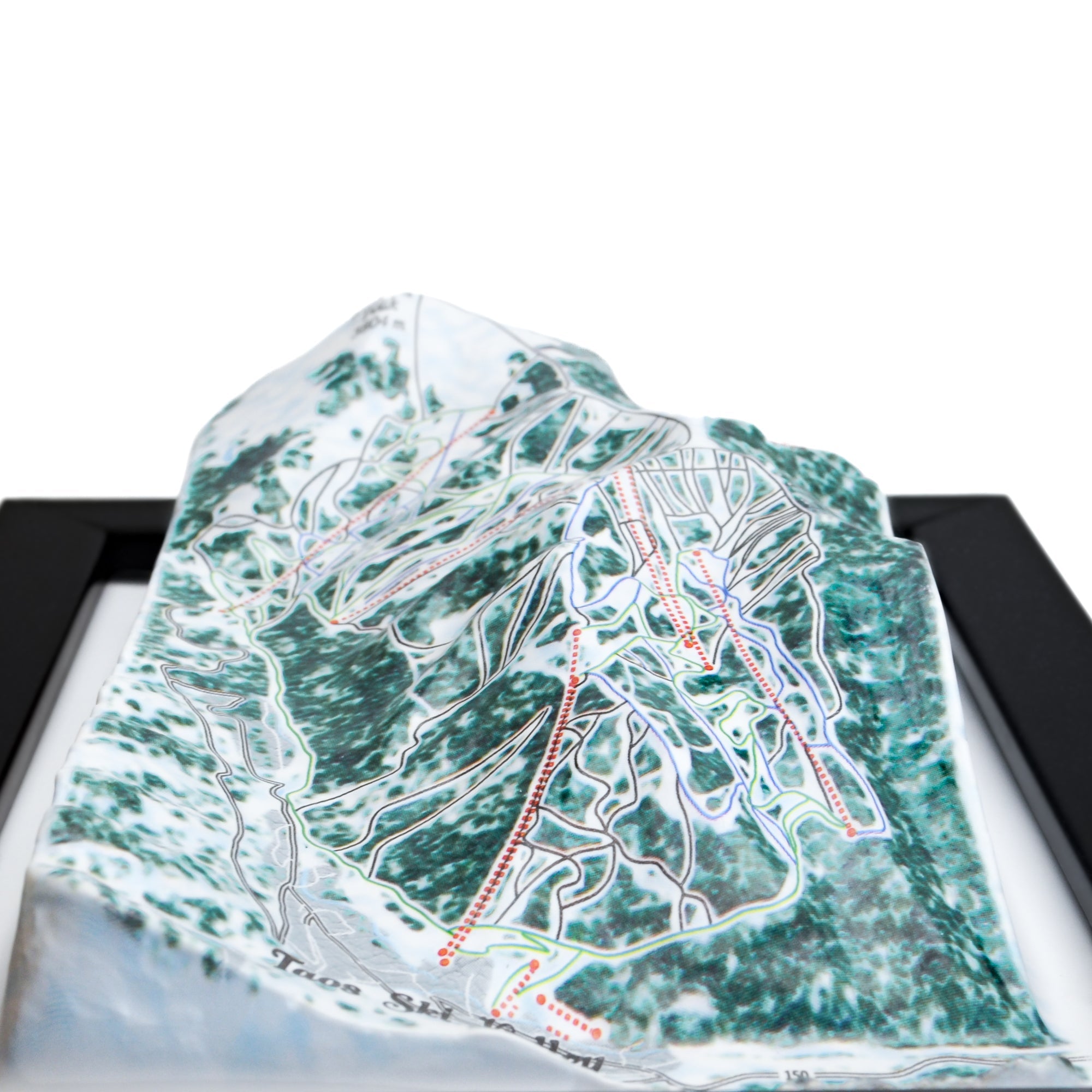 TestPlayNA 3D ski resort map of Taos Ski Valley showing terrain, runs, and lifts