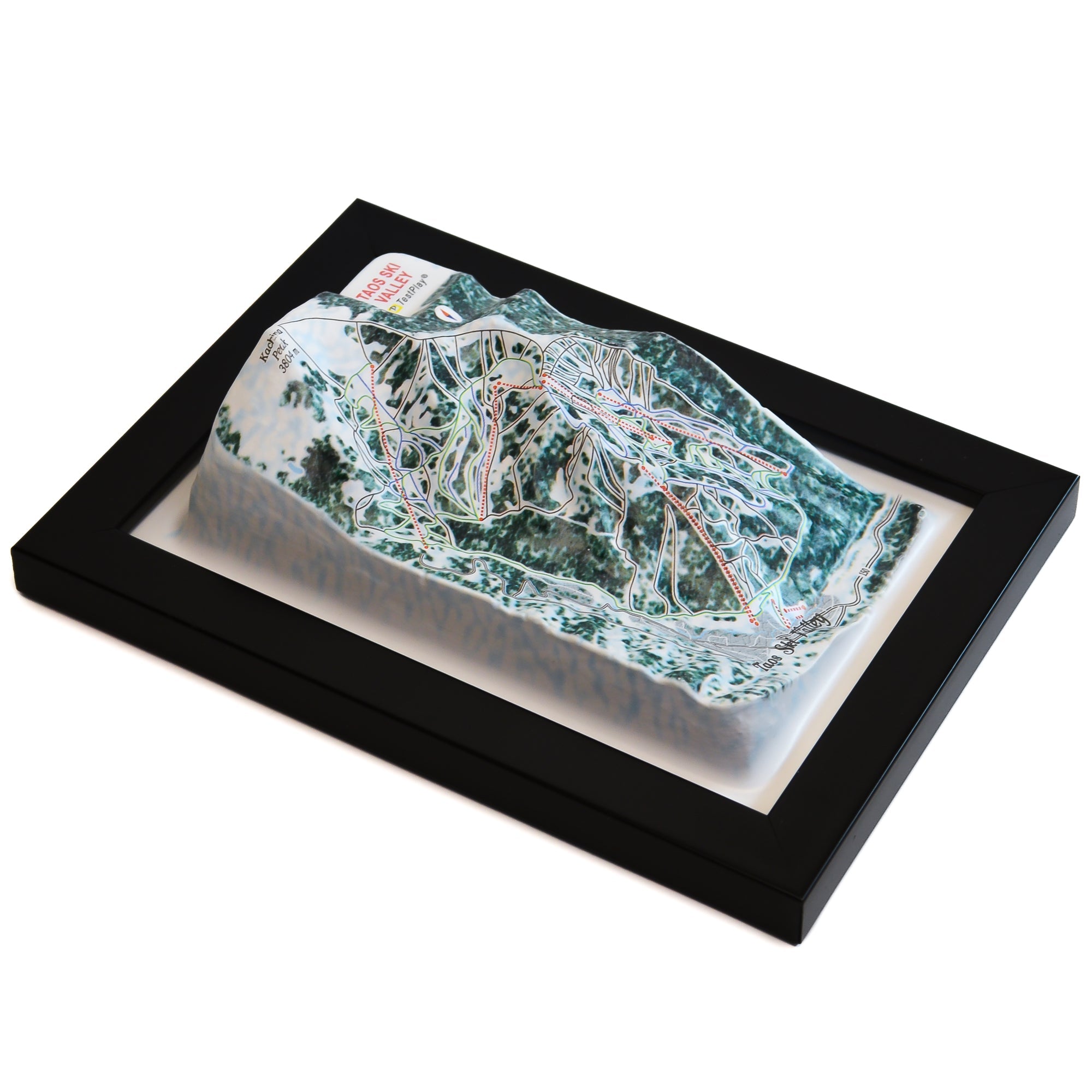 TestPlayNA 3D ski resort map of Taos Ski Valley showing terrain, runs, and lifts