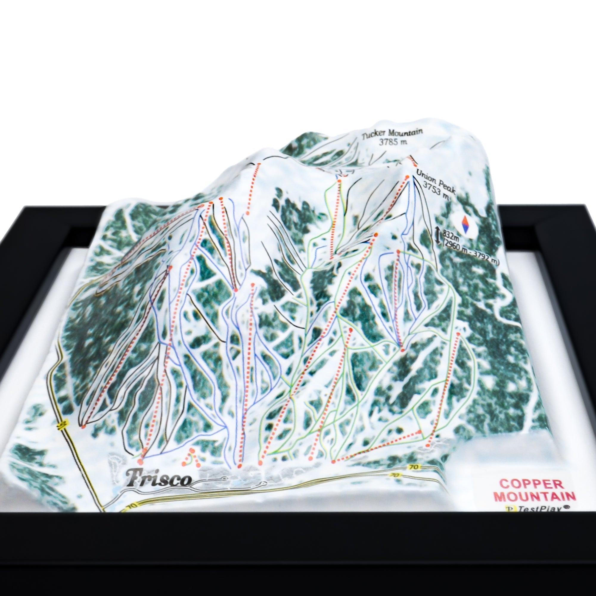 TestPlayNA 3D ski resort map of Copper Mountain showing terrain, runs, and lifts