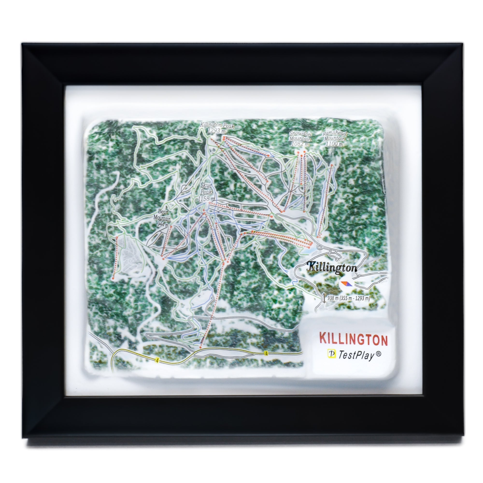 TestPlayNA 3D ski resort map of Killington showing peaks, terrain, and lifts
