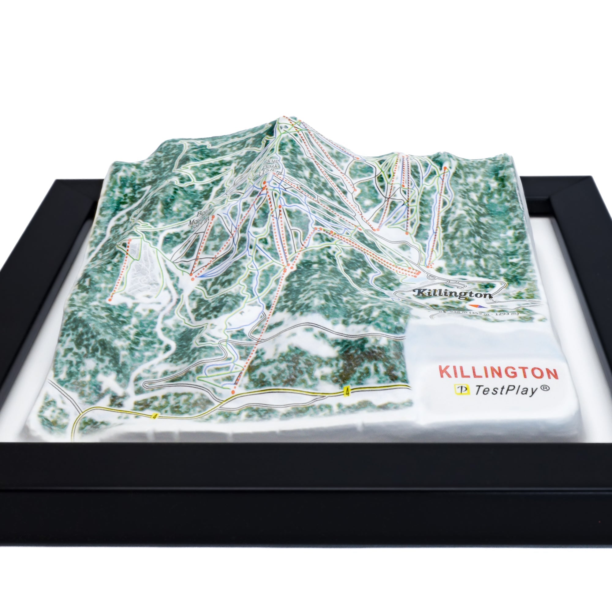 TestPlayNA 3D ski resort map of Killington showing peaks, terrain, and lifts