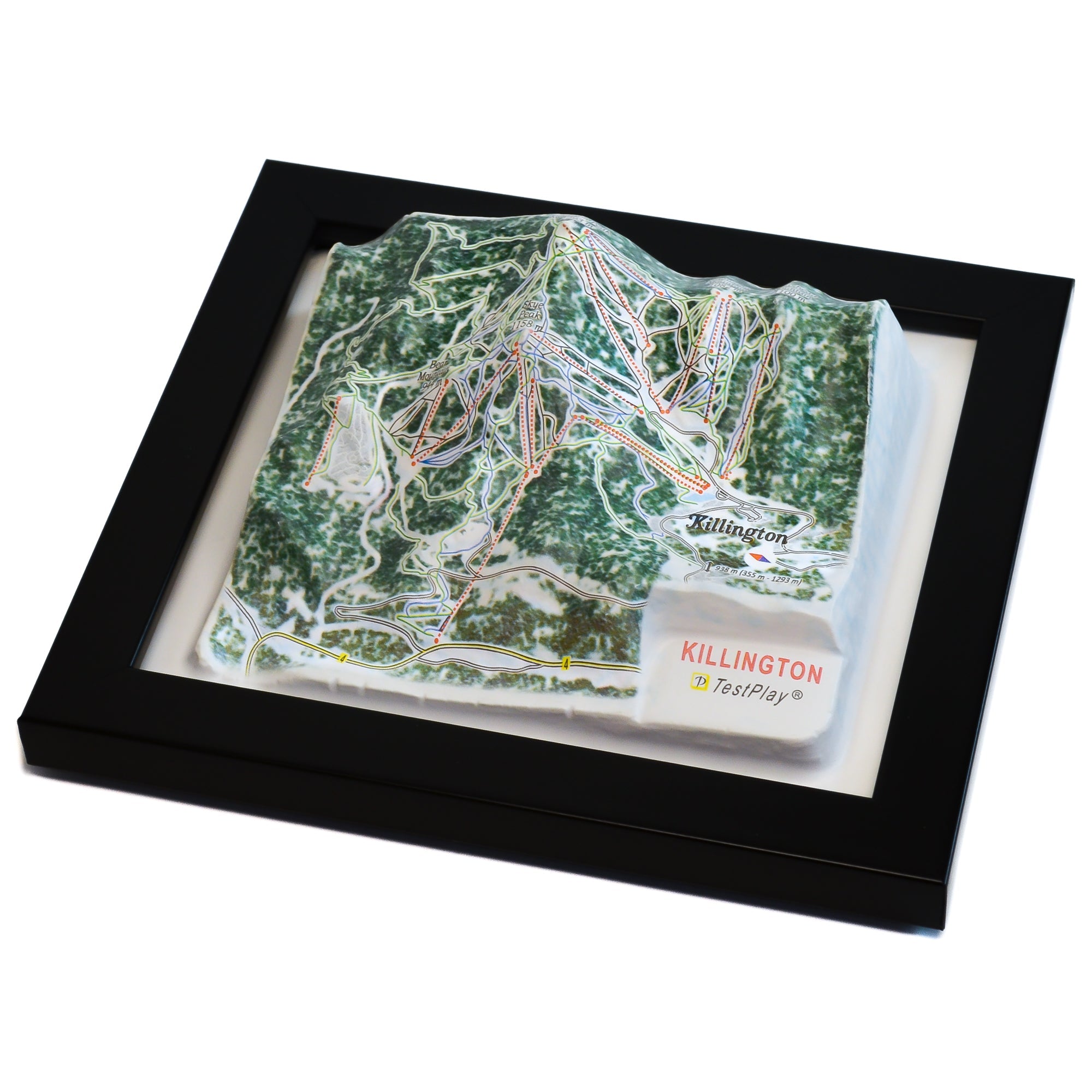 TestPlayNA 3D ski resort map of Killington showing peaks, terrain, and lifts