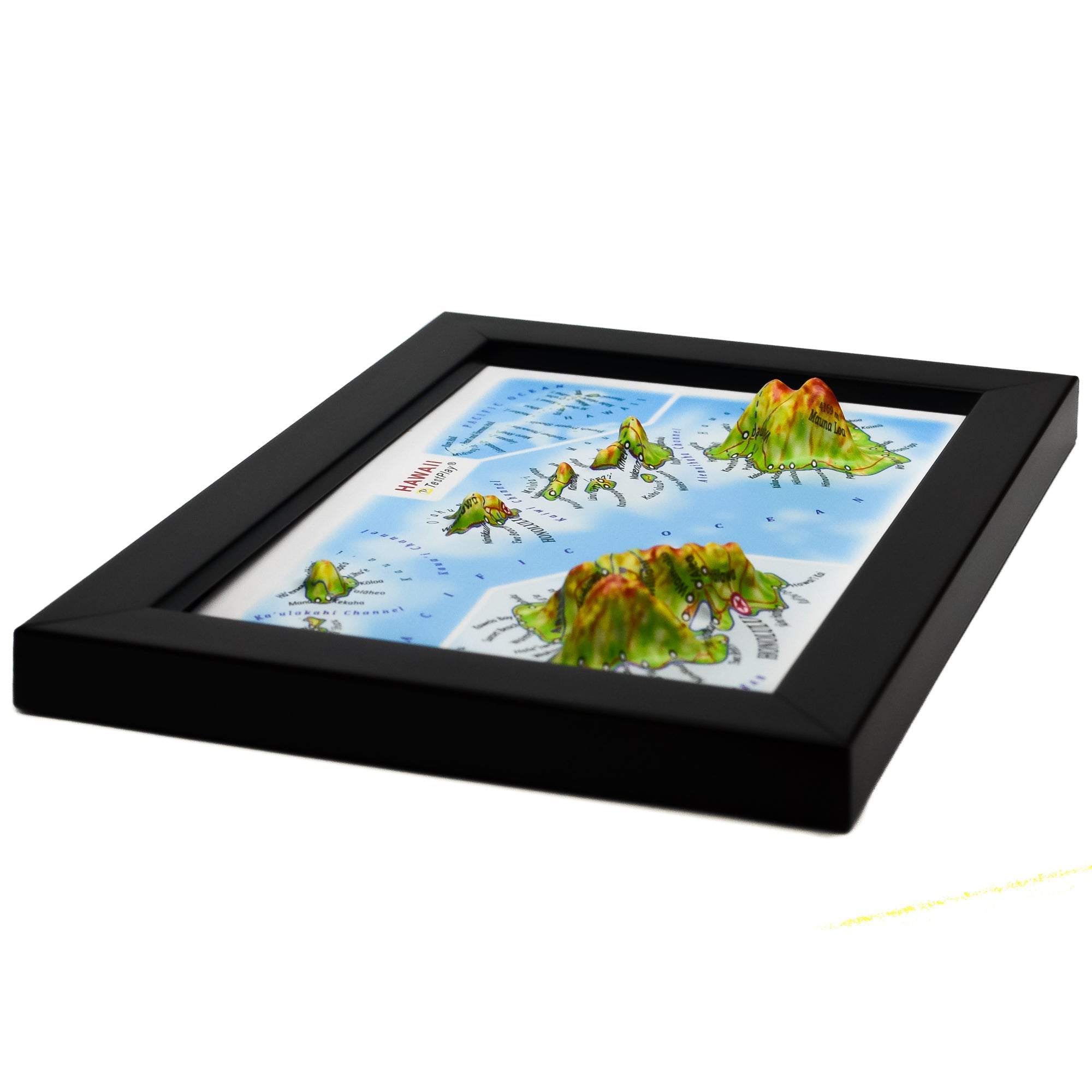 TestPlayNA 3D raised relief map of Hawaii showing the islands, volcanoes, and coastlines