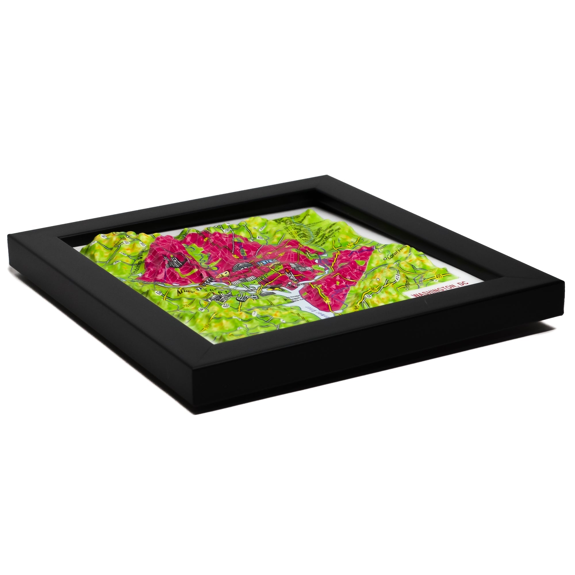 TestPlayNA 3D raised relief map of Washington, DC showing city layout and landmarks
