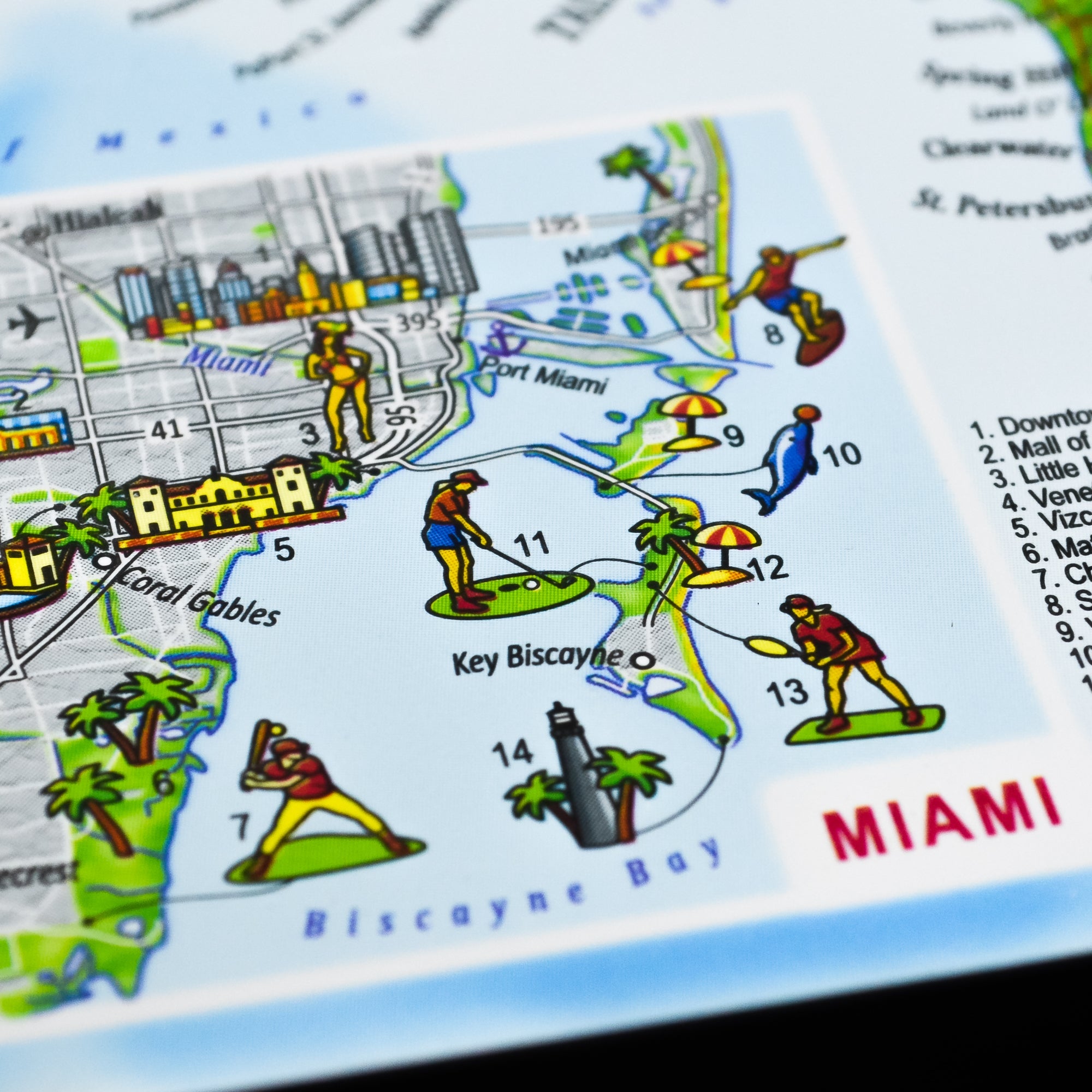 TestPlayNA 3D raised relief map of Florida and Miami showing coastline, Everglades, and cities