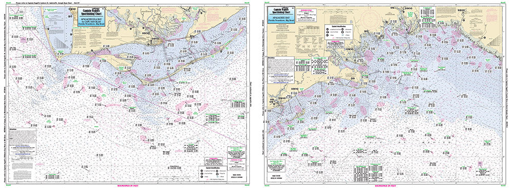 Captain Segull’s Fishing Chart Nearshore: Apalachee Bay, Apalachicola Bay to Cape San Blas, FL    