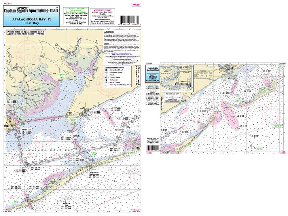 Captain Segull’s Fishing Chart Small Boat/Kayak: Apalachicola and East Bay to St George Sound, FL    