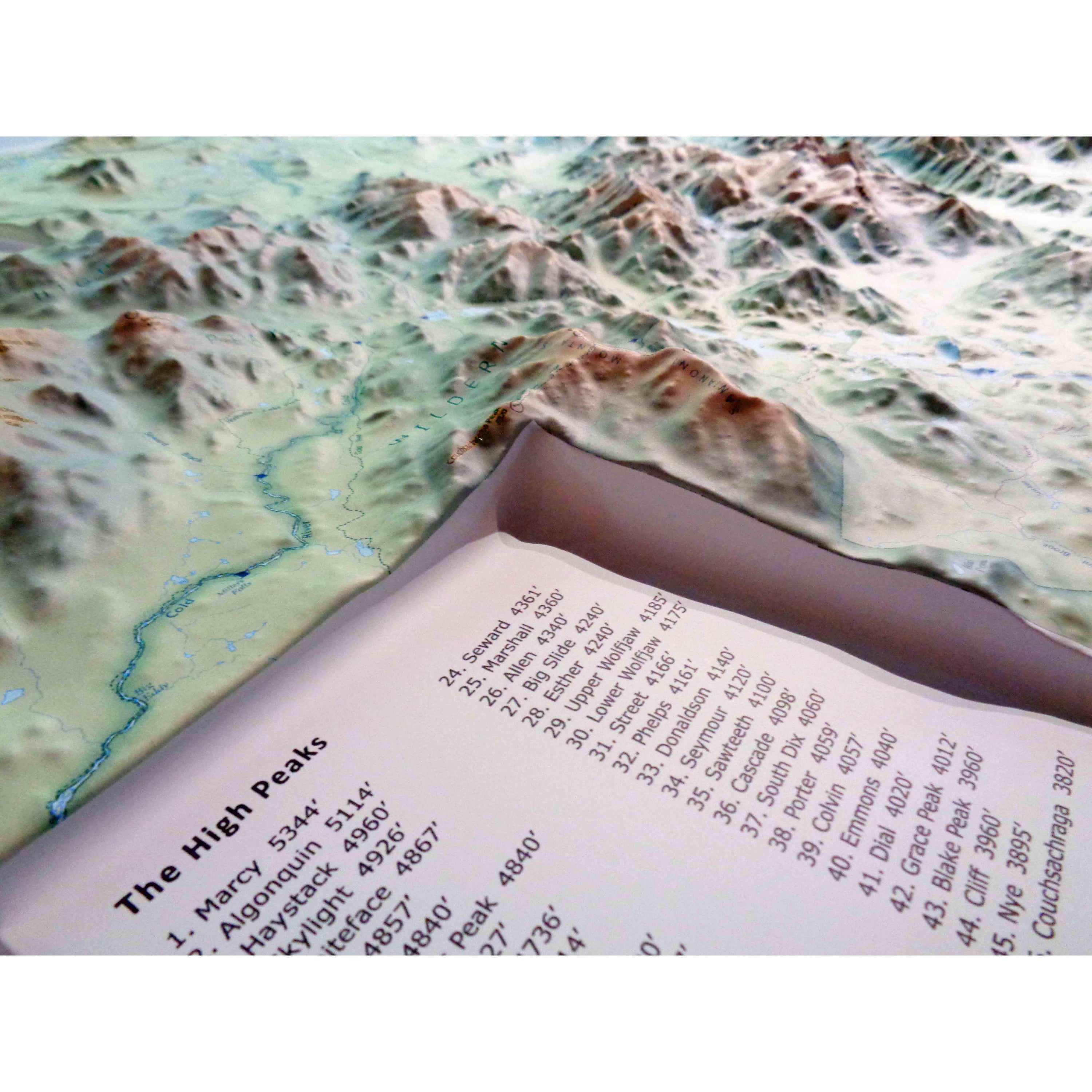 Adirondack High Peaks Three Dimensional 3D Raised Relief Map